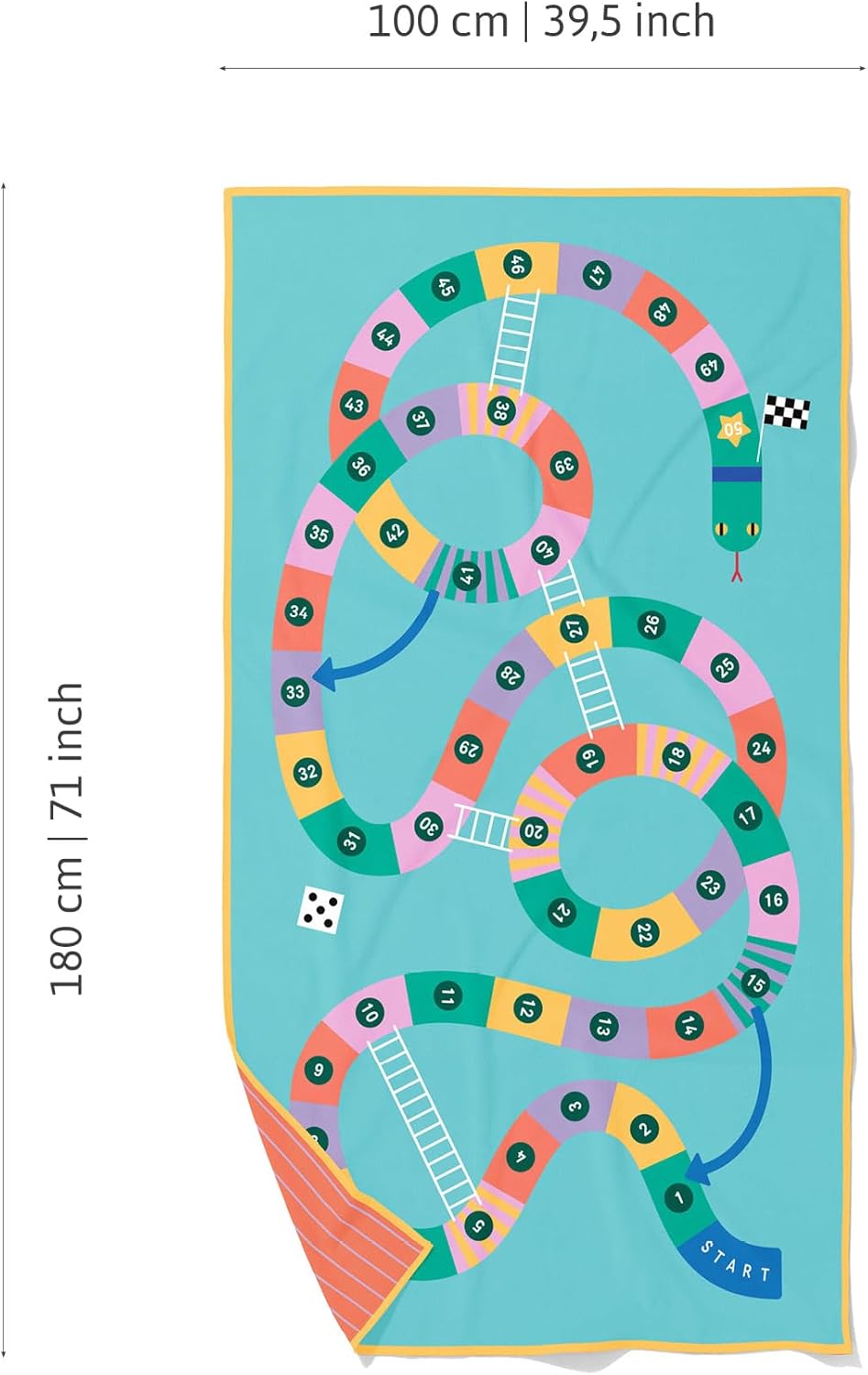Strand- und Poolhandtuch für Kinder, Schlangen und Leitern L - 180 x 100cm