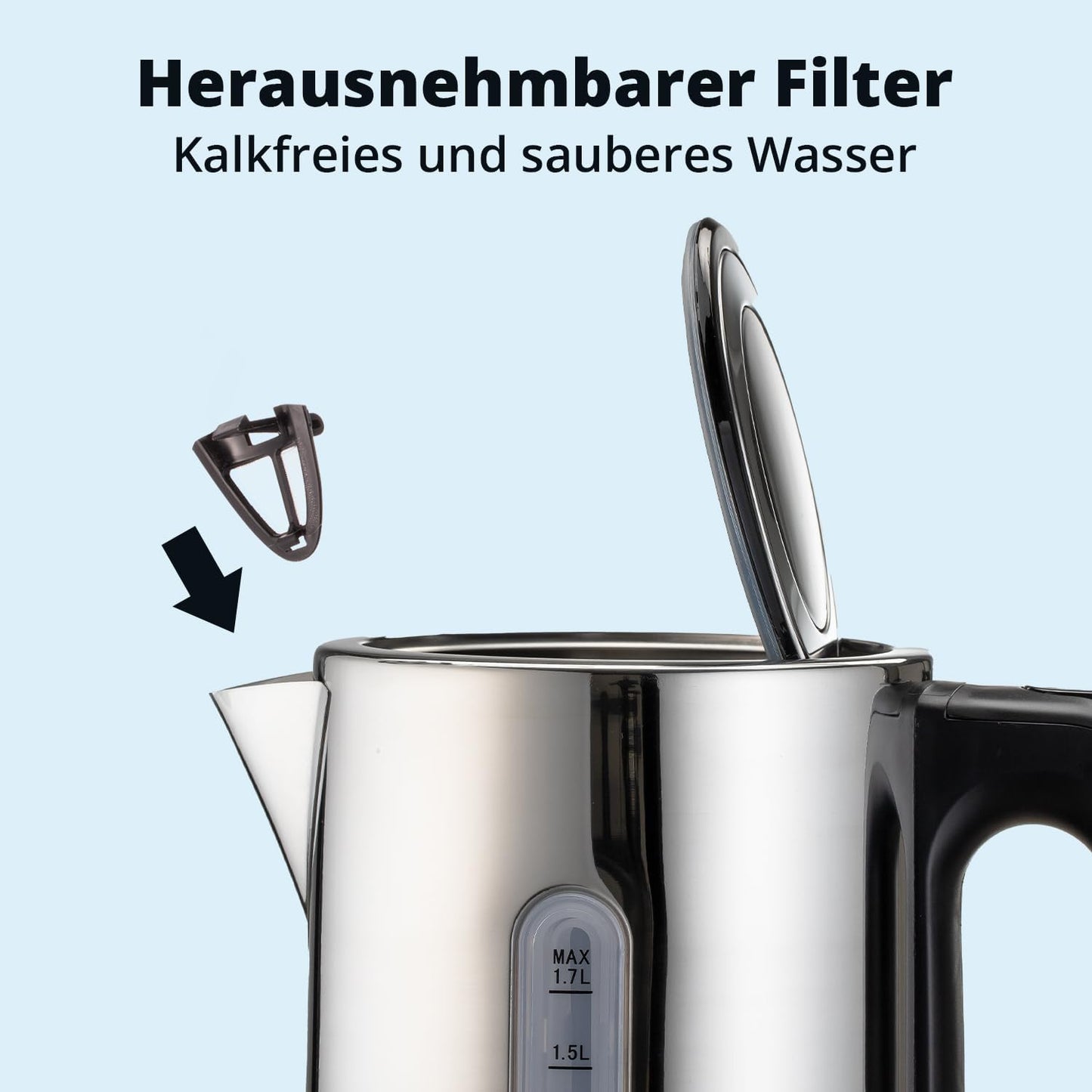 Wasserkocher aus Edelstahl, 1,7 L