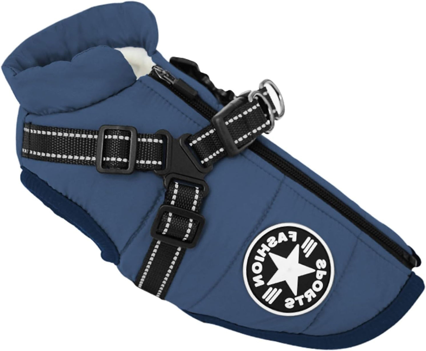 Hundewintermantel mit integriertem Geschirr, L (3.5-5 kg) Blau
