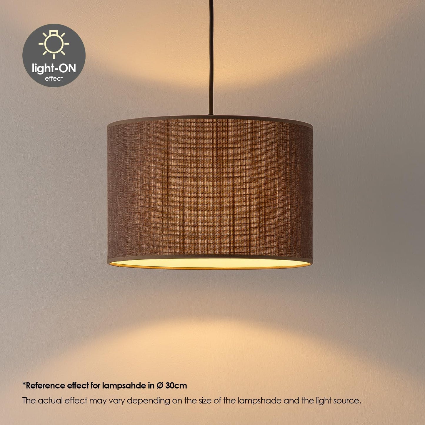 Moderner Lampenschirm aus Baumwolle für E27 Fassung, Brown 25cm durchmesser 18,5cm höhe