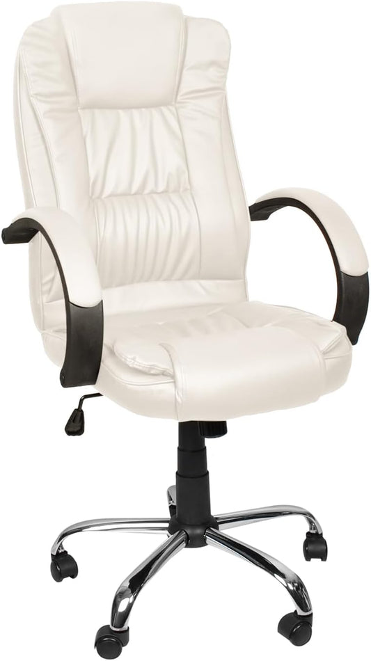 Ergonomischer Bürostuhl mit Kunstlederbezug, Weiss