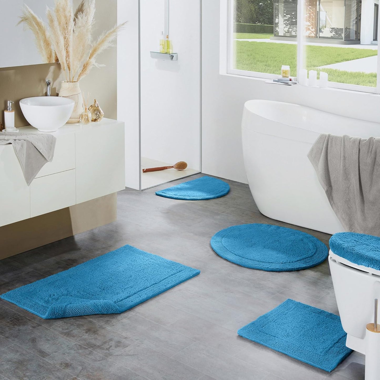 Badematte Stuttgart, Blau Badteppich - 60x100 cm