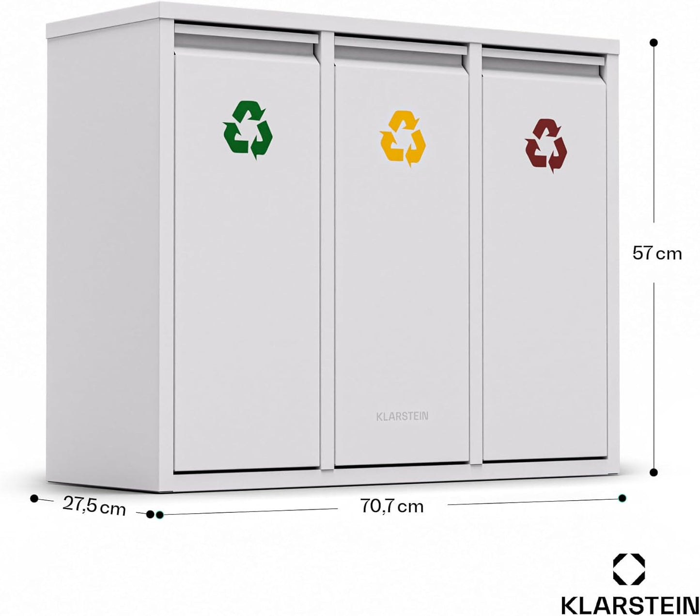 3-in-1 Mülleimer, 45 Liter Weiss