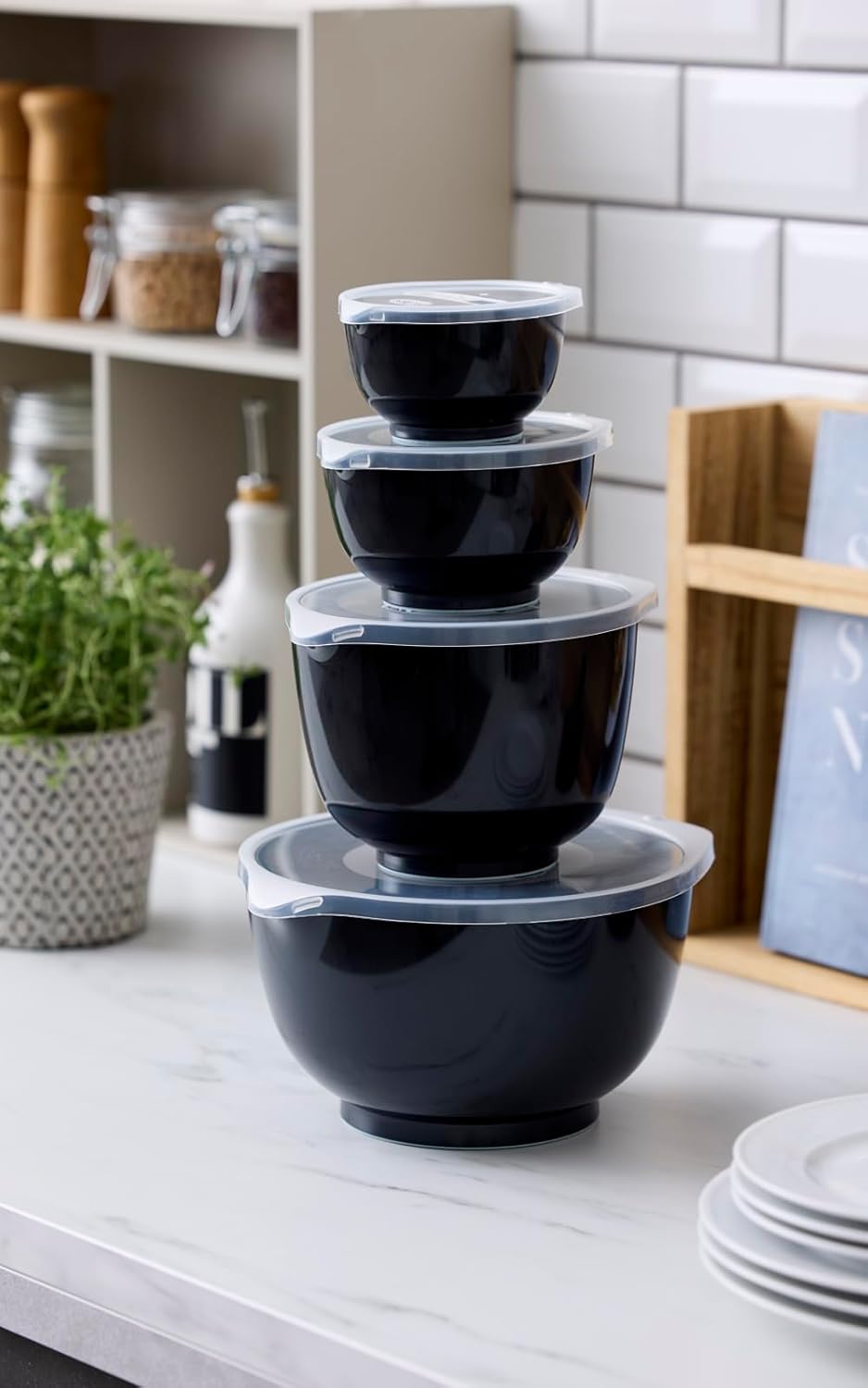 Rührschüssel-Set Margrethe mit Deckeln, 0,25 liter Carbon Black
