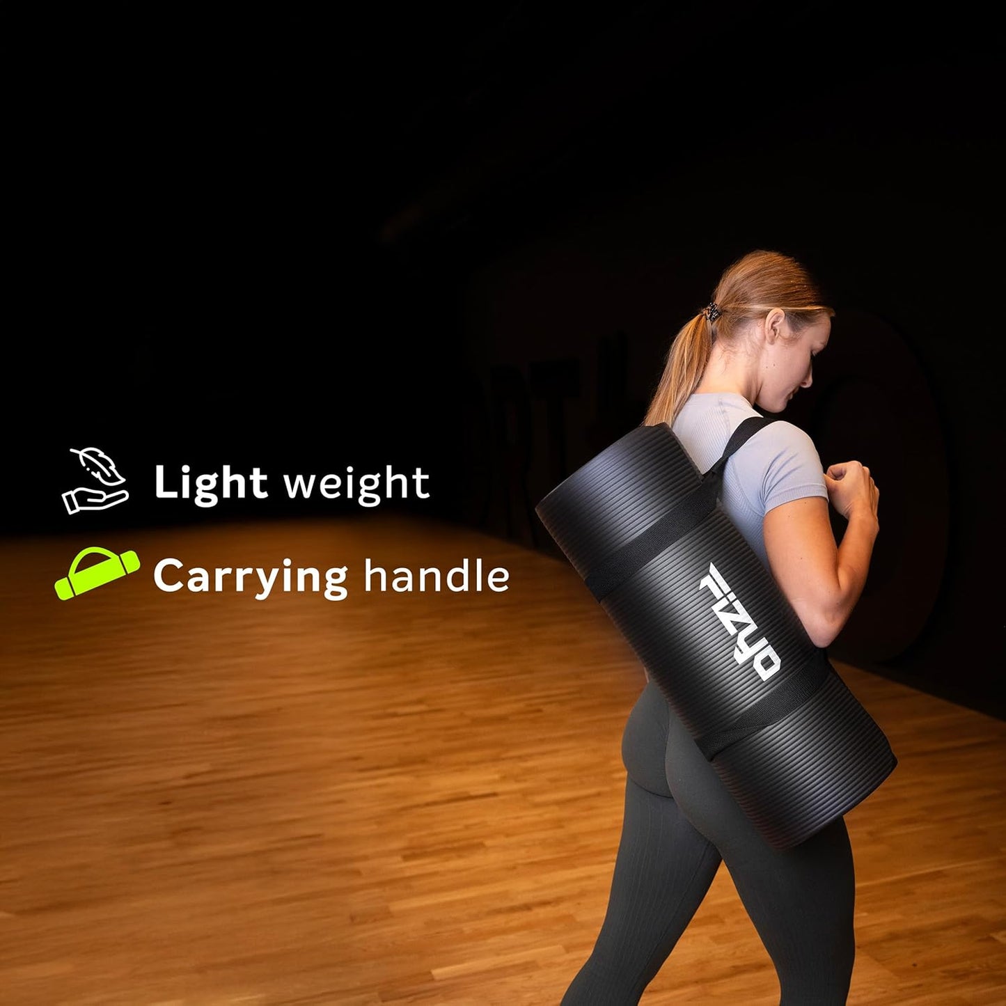 Rutschfeste Yogamatte, 190 x 60 x 1.5 cm, Schwarz 190x60x1.5 cm