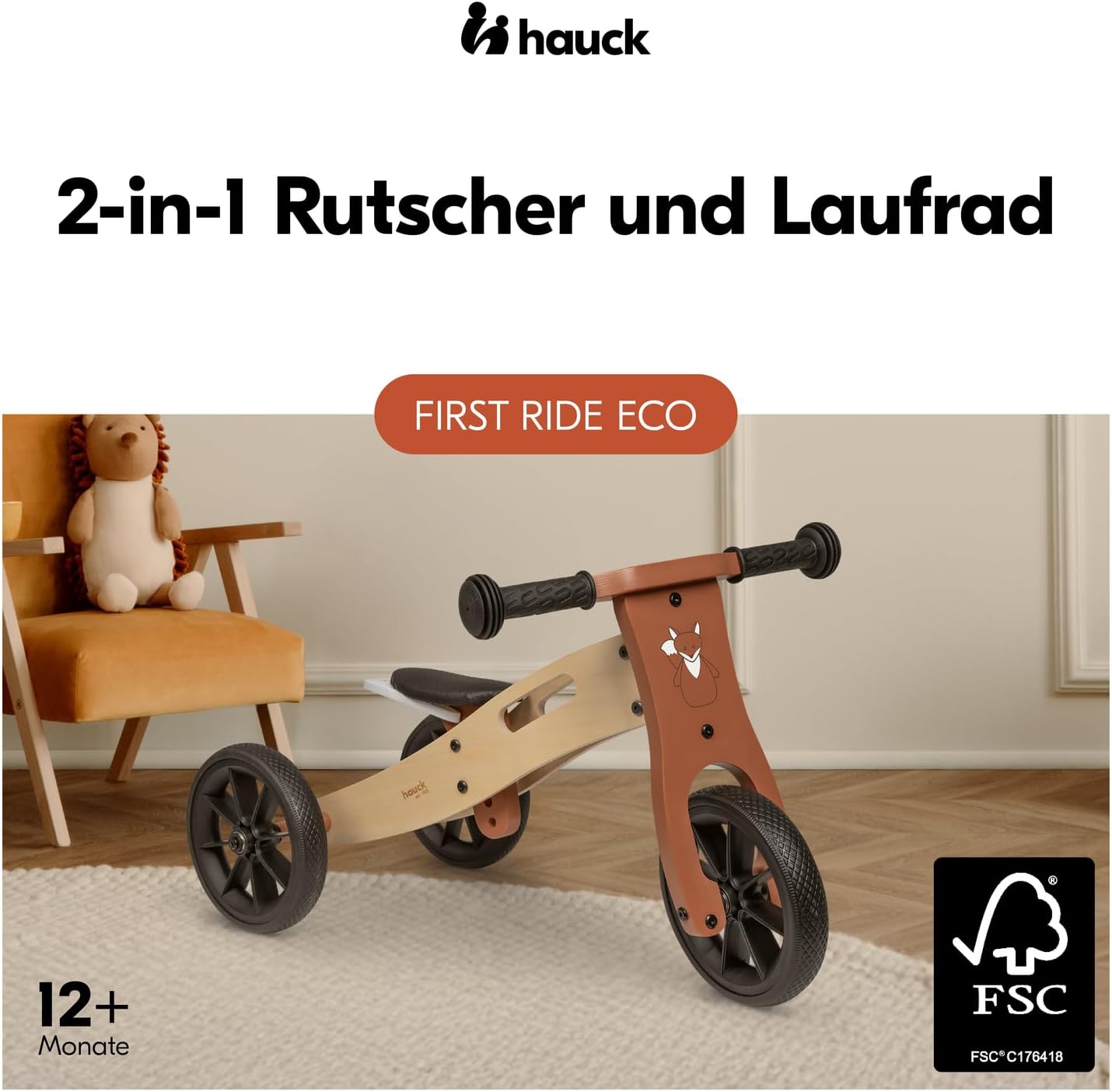 First Ride Eco 2-in-1 Dreirad & Laufrad, Fox