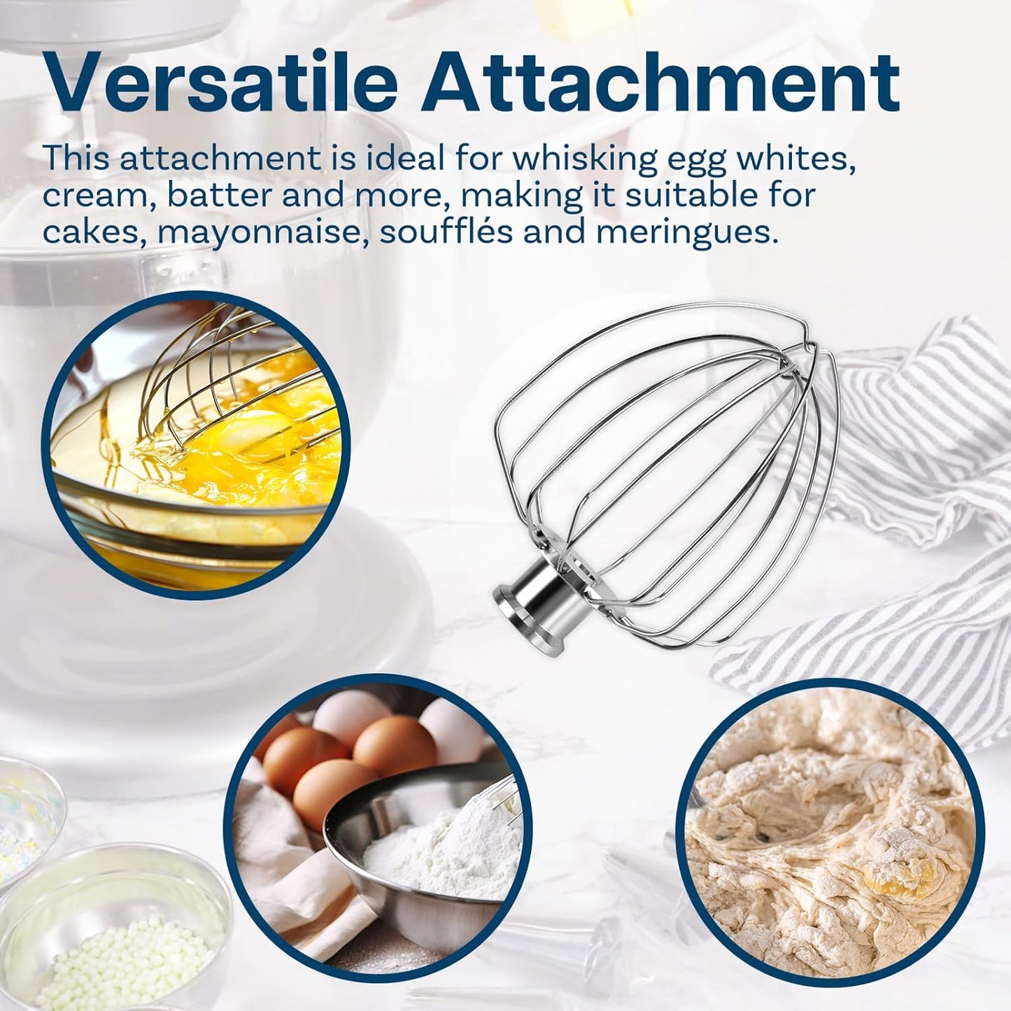 6-Draht Schneebesen für KitchenAid Artisan & Classic, 6-drahtiger Schneebesen Aluminium