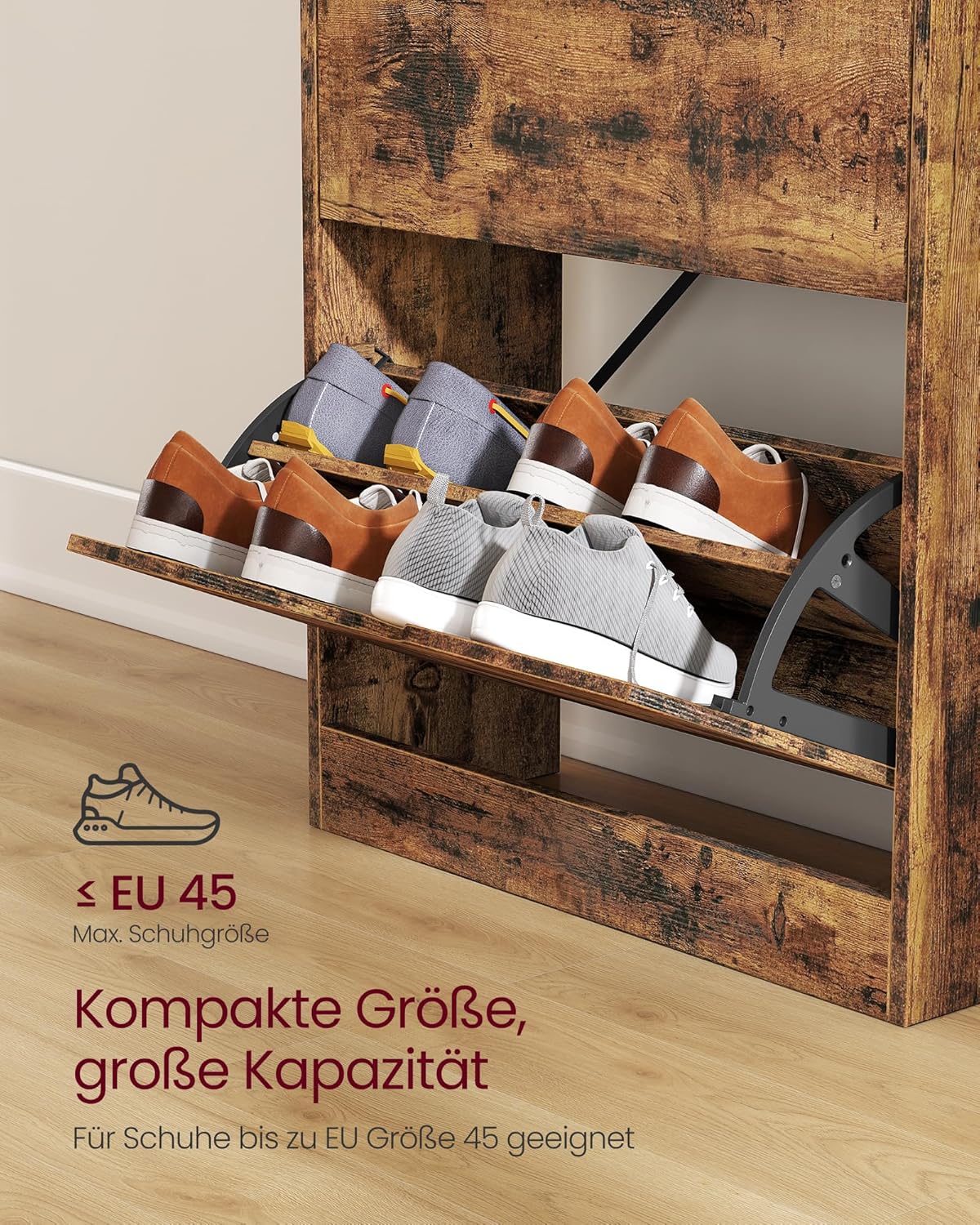 Custos Kollektion Schuhschrank mit verstellbarer Trennwand und 2 Klappen, Vintagebraun 2 Klappen (60B cm)