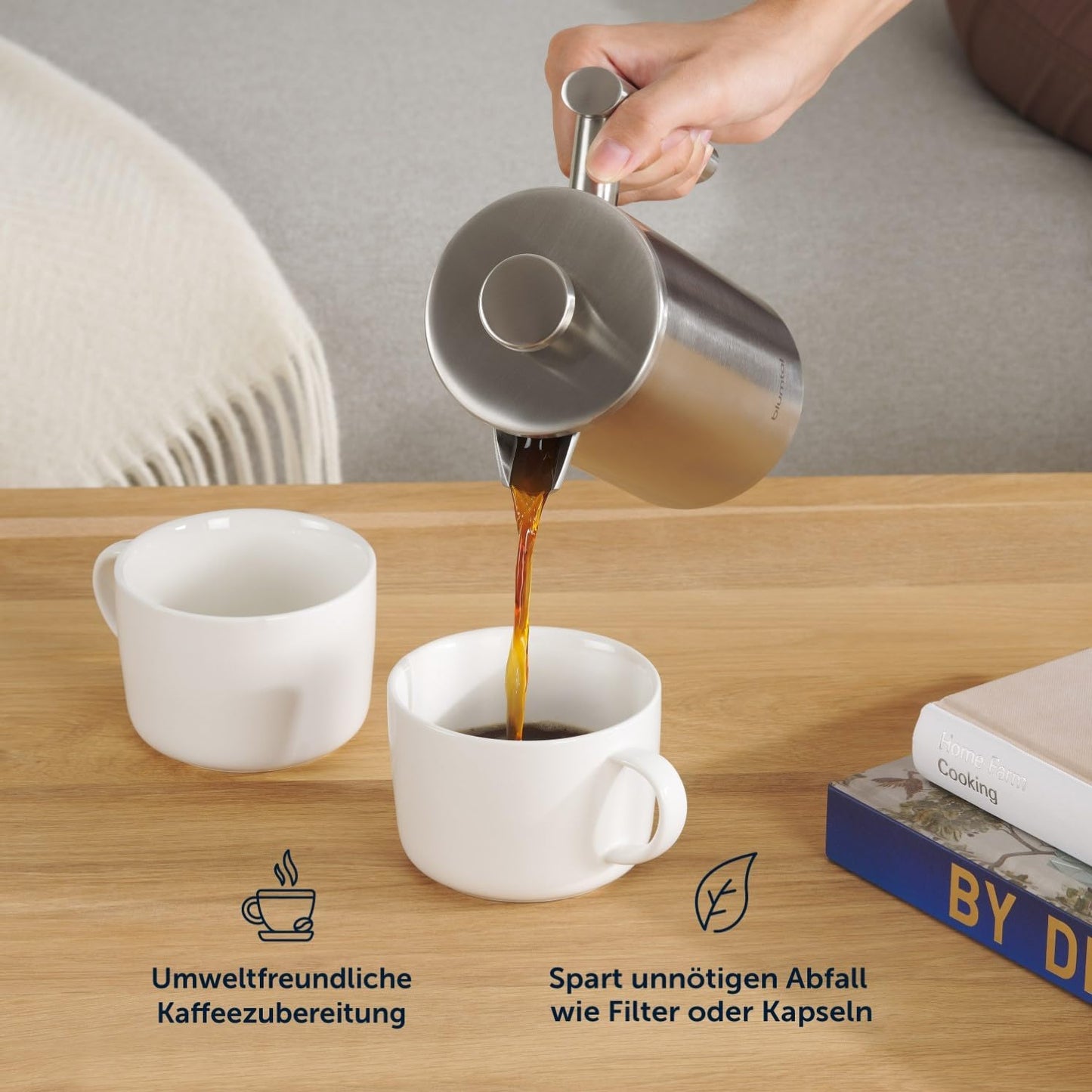 French Press Kaffeebereiter 600 ml, Edelstahl, Kaffee: 600ml