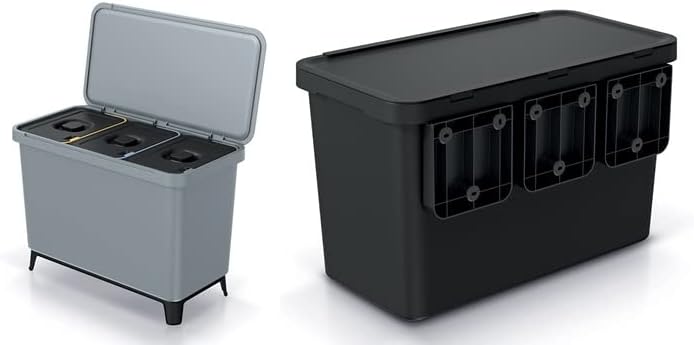 3-teiliges Mülltrennsystem, Grau