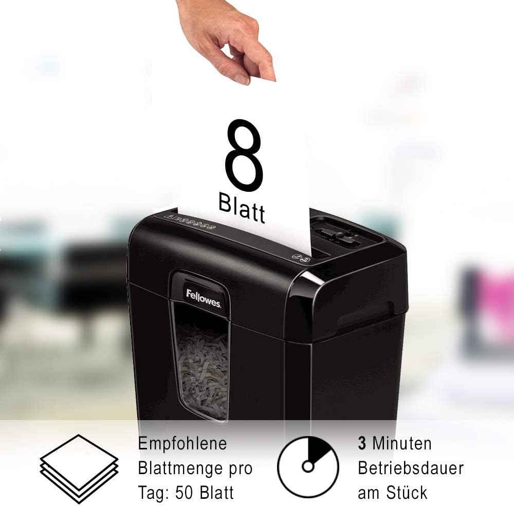 Aktenvernichter, 8C – 8 Blatt – Cross Cut – 14 Liter Papierkorb
