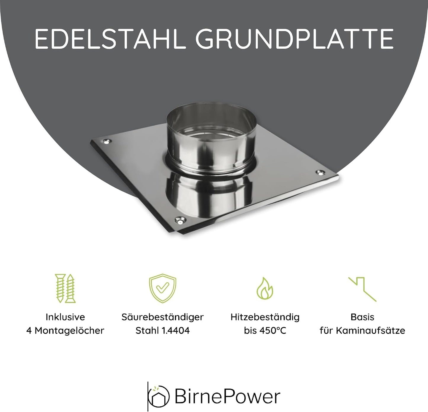 Ofenrohr Grundplatte 150 mm, 150 mm Grundplatte