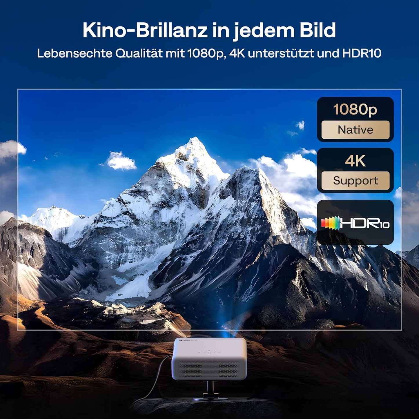 4K Smart Beamer mit Google TV & Dolby Audio, Weiss (GTV)