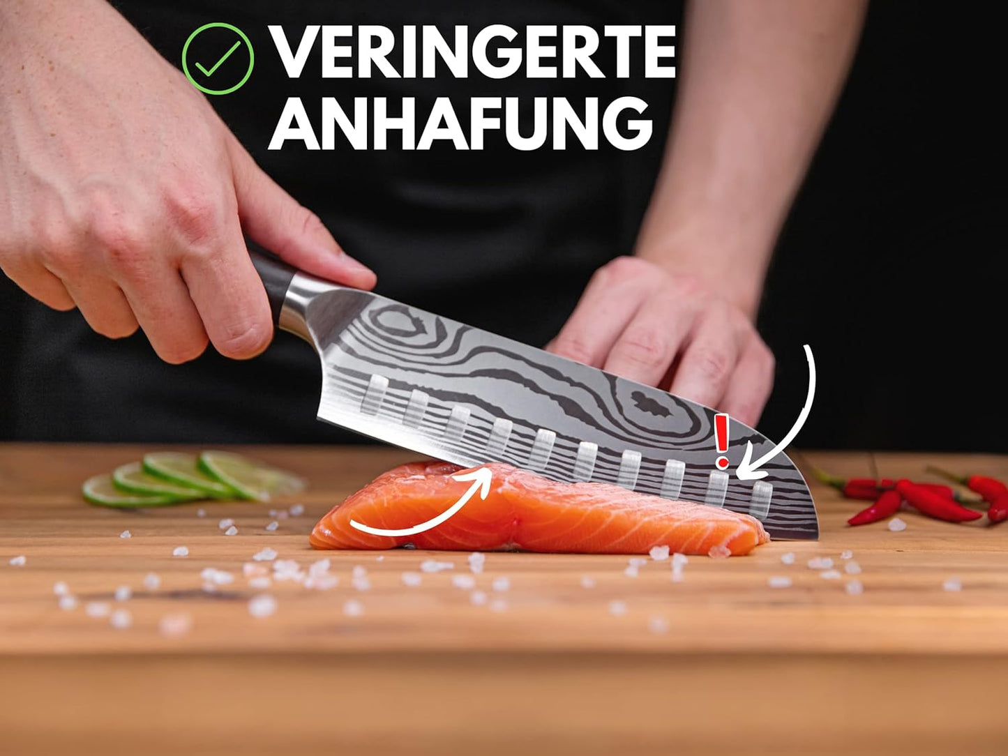 Santokumesser, Ebenholz Damast-optik