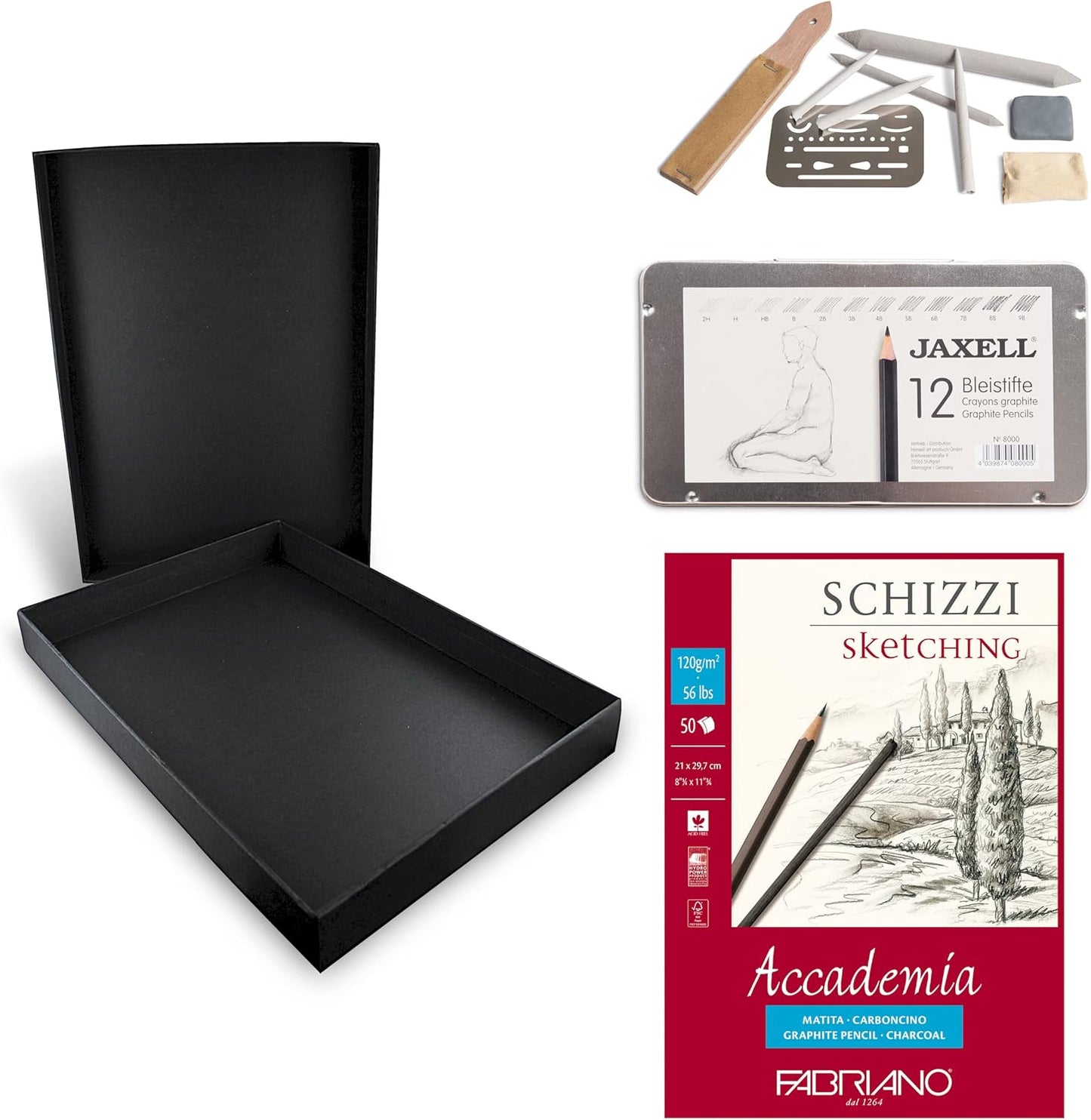 Zeichenset Disegno mit Skizzenbuch, Zeichenset Disegno