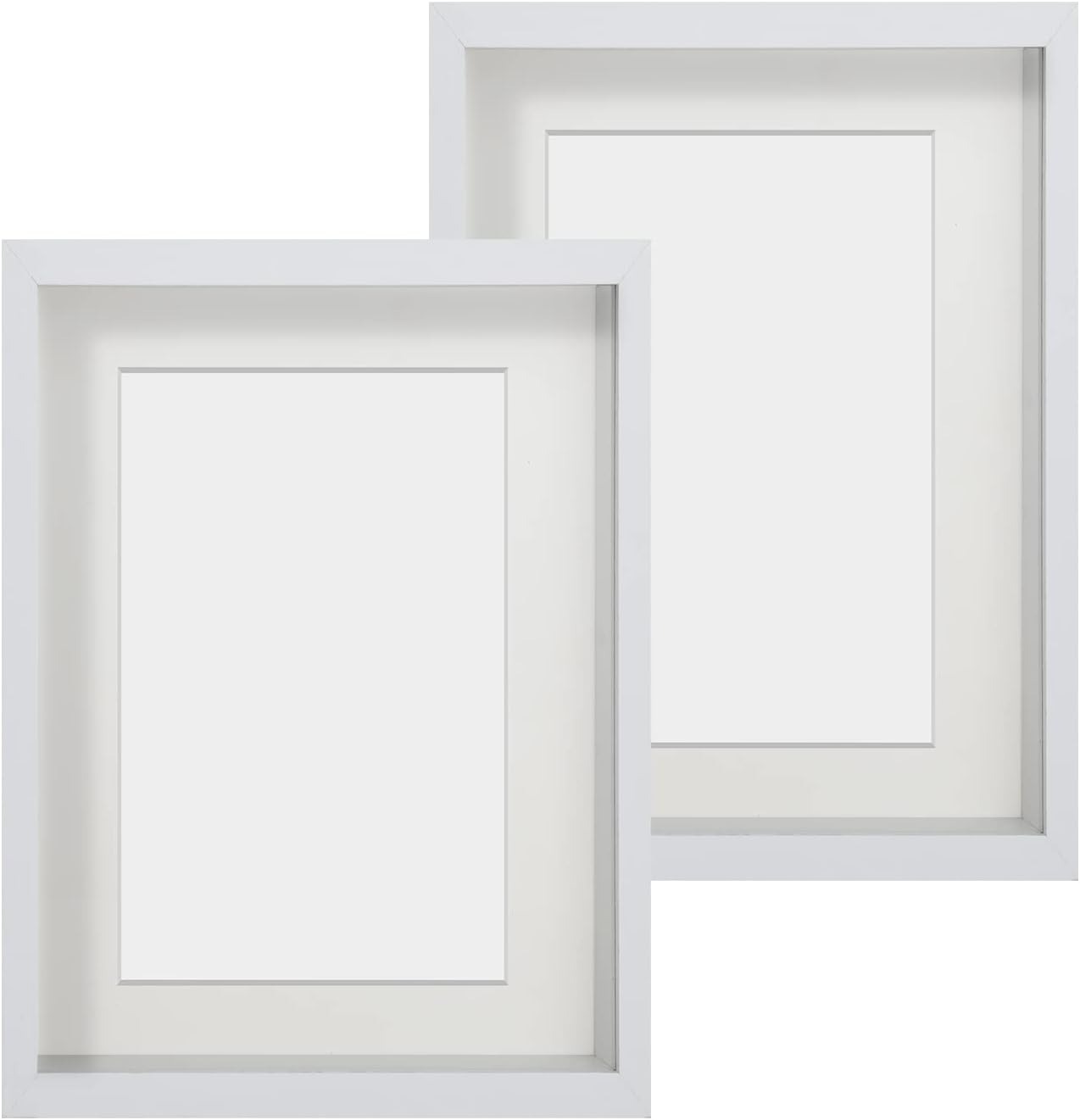 2er-Set 3D-Bilderrahmen mit Passepartout, Weiß 2er 15x20 cm für 10x15 cm