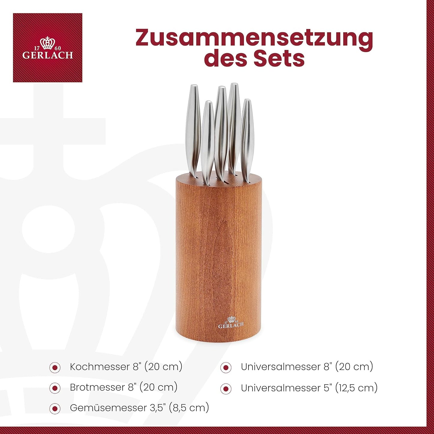 6-teiliges Messerset mit Messerblock