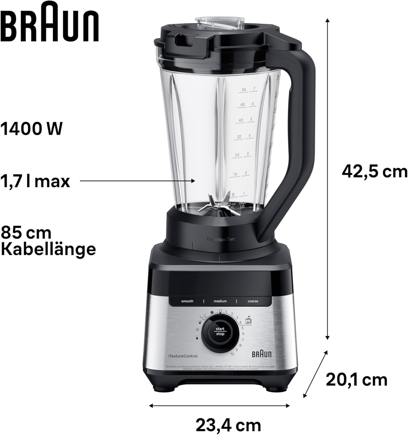 PowerBlend 7 Hochleistungs-Standmixer, 1400W + food processor