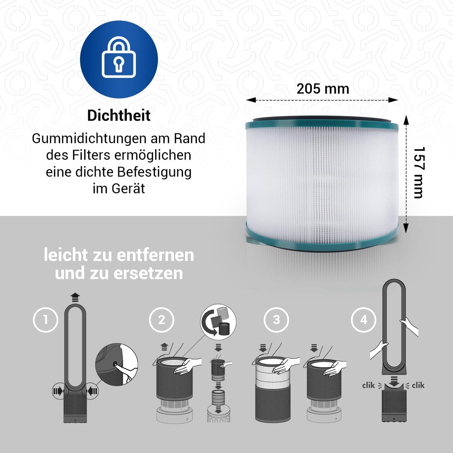 Luftreiniger Ersatzfilter für Dyson Pure, 1 Stück 968101-04