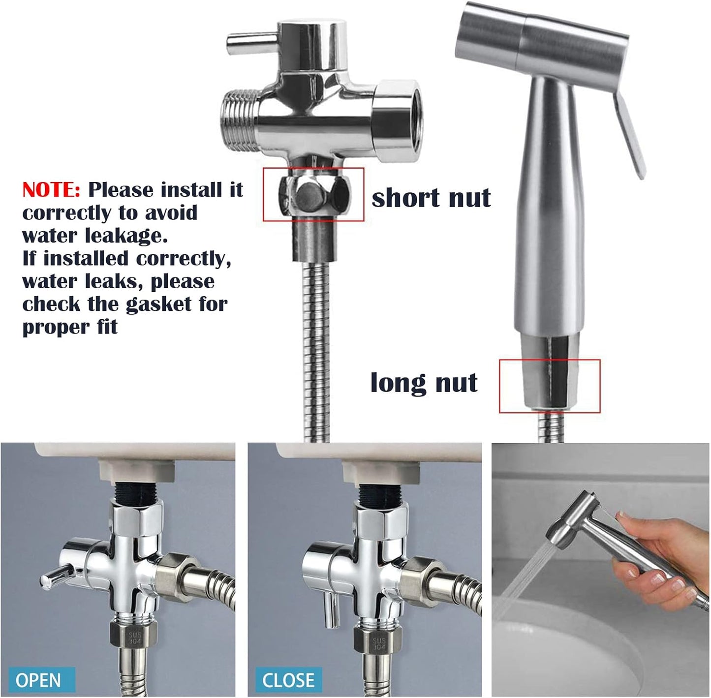 WC-Handbrause mit 3-Wege-Ventil