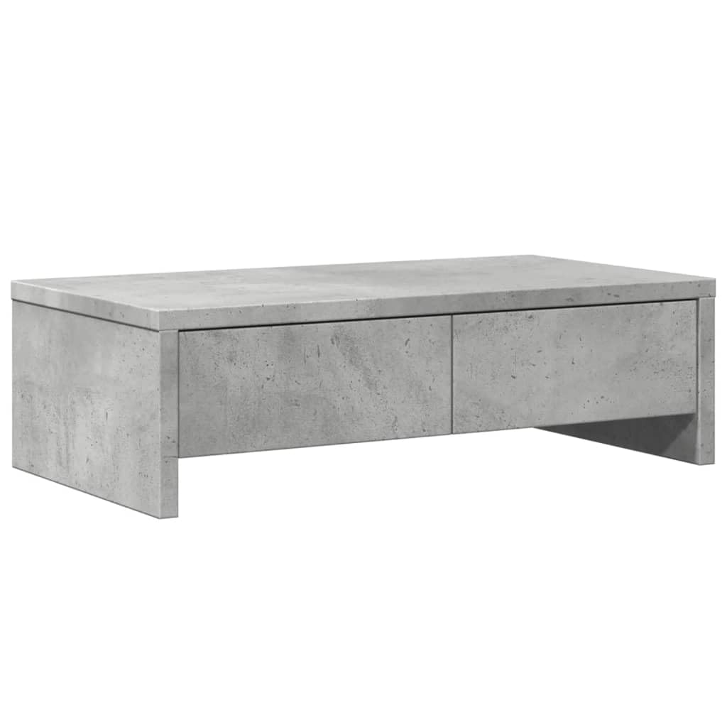 Lucija Monitorständer mit Schubladen, 50 x 27 x 15 cm Betongrau