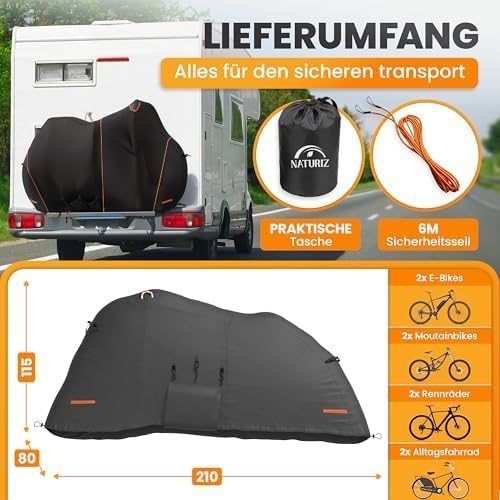 Veloschutzhülle mit Spannseil, 2 Fahrräder