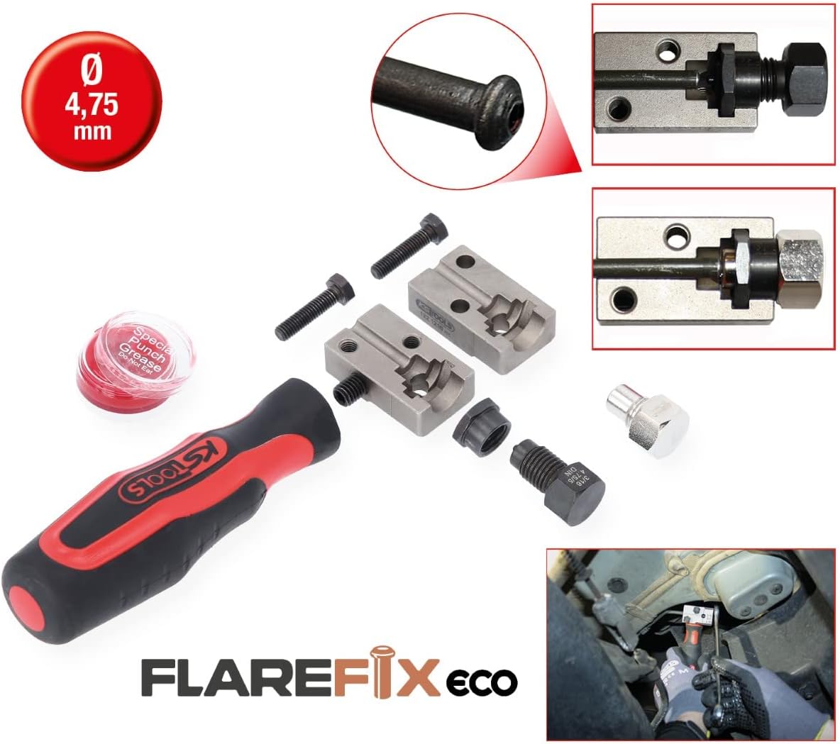 FlareFix eco 4.75 mm Universal-Bremsleitungs-Bördelgerät-Satz, Single