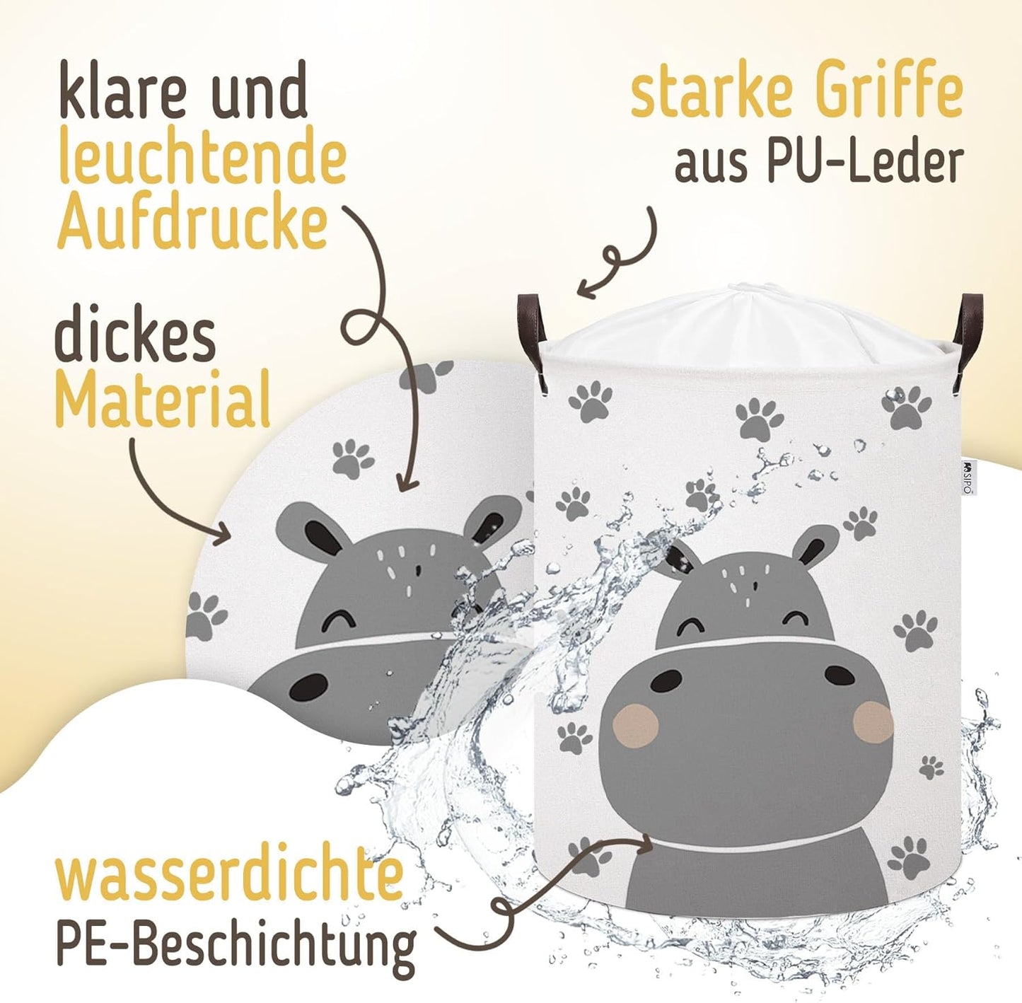 Organizer & Wäschekorb mit Hippo-Design, Hippo