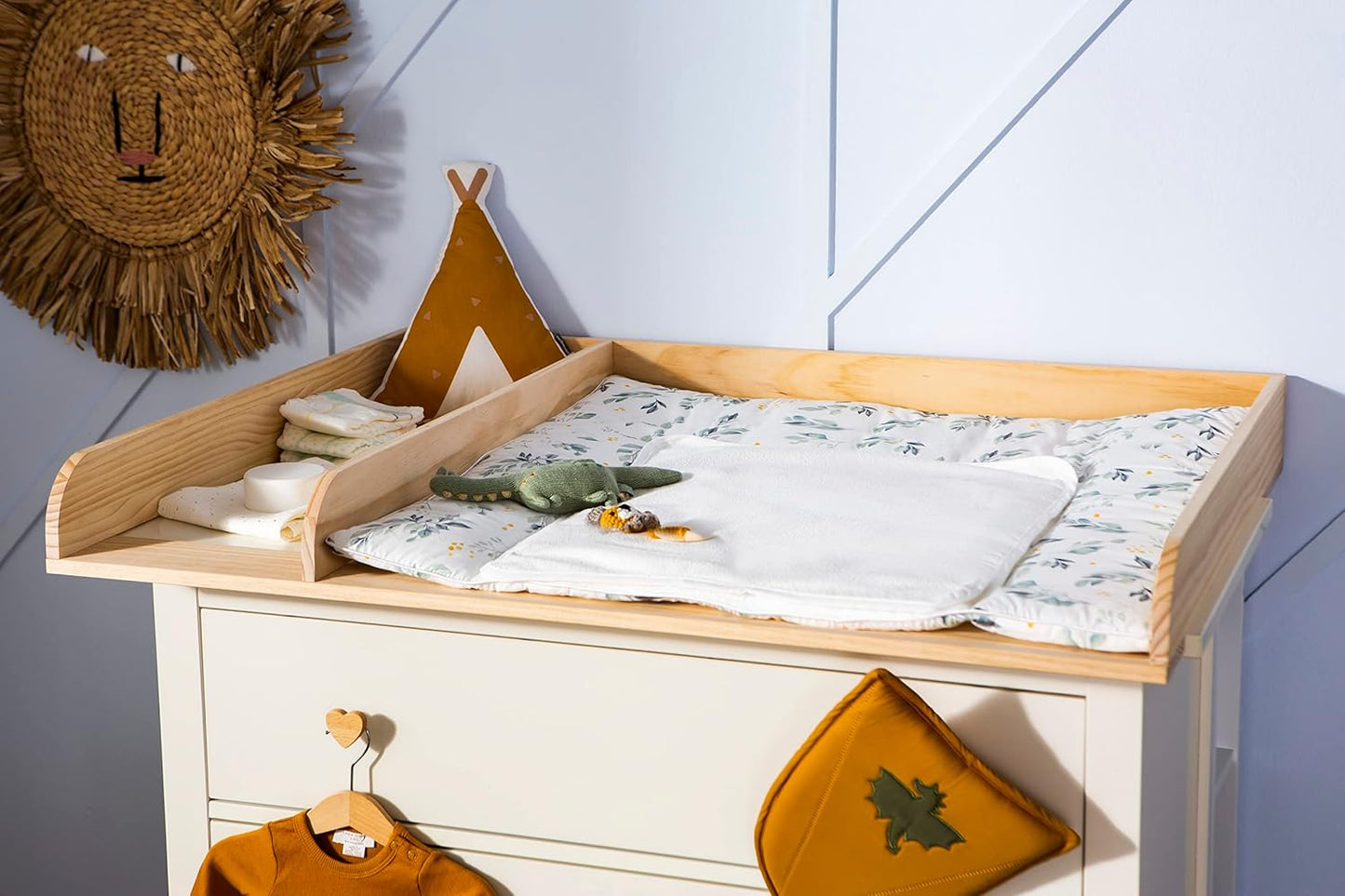 Wickelaufsatz Pelle für Kommoden 108x80 cm, Holz + Trennfach 108 cm