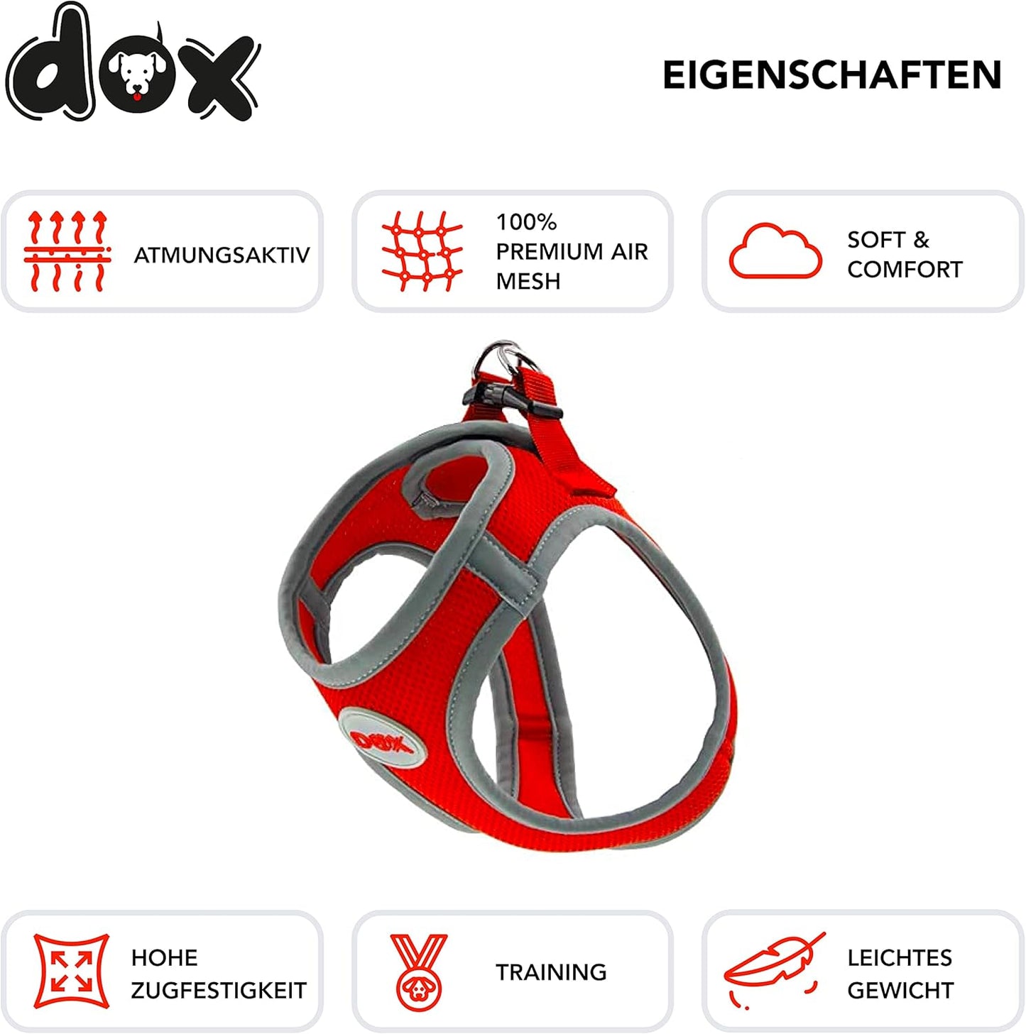 Reflektierendes Step-In Hundegeschirr, BRUSTUMFANG: 48-55 cm Orange