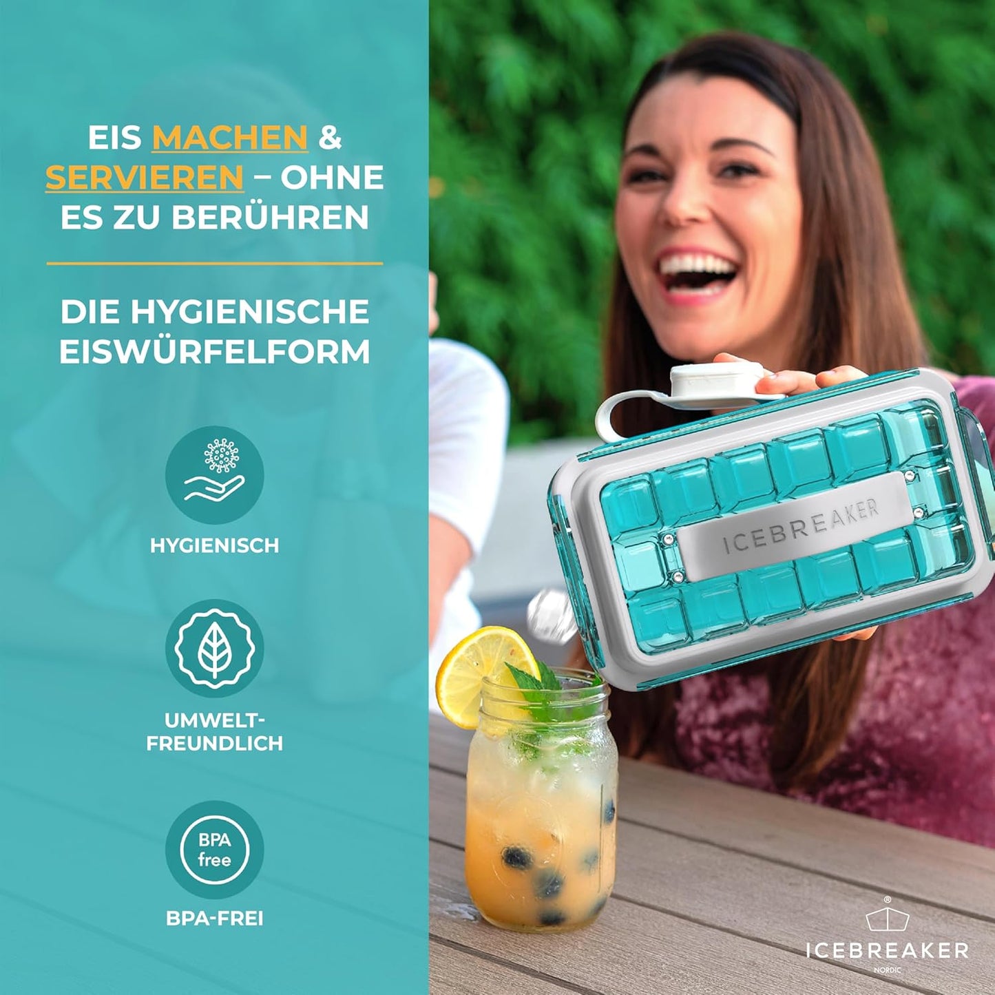 Eiswürfelform Pop 2.0 mit Hygienedeckel, Pop 2.0 Clear Water Blue (Exclusive)