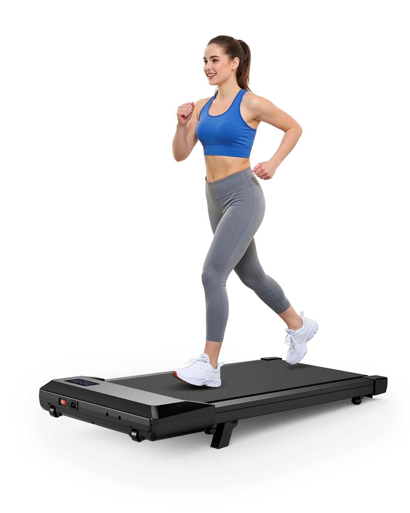 Faltbares 4-in-1 Laufband mit Neigung und Griffen, 100 CM Tiefes Schwarz