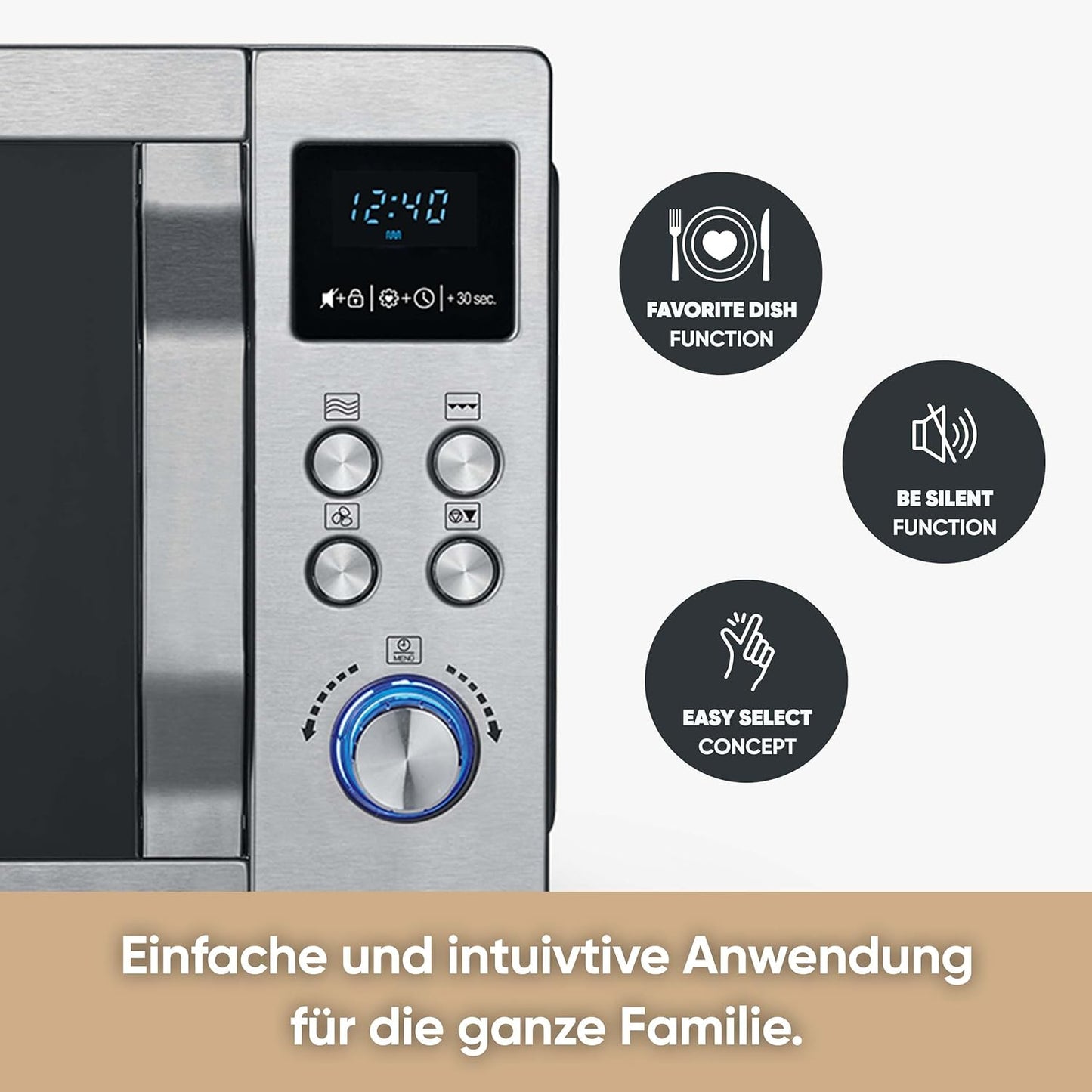 MW 7774 Mikrowelle mit Grill- und Heissluftfunktion, Grill- & Heissluftfunktion, 25 L, 1950 W