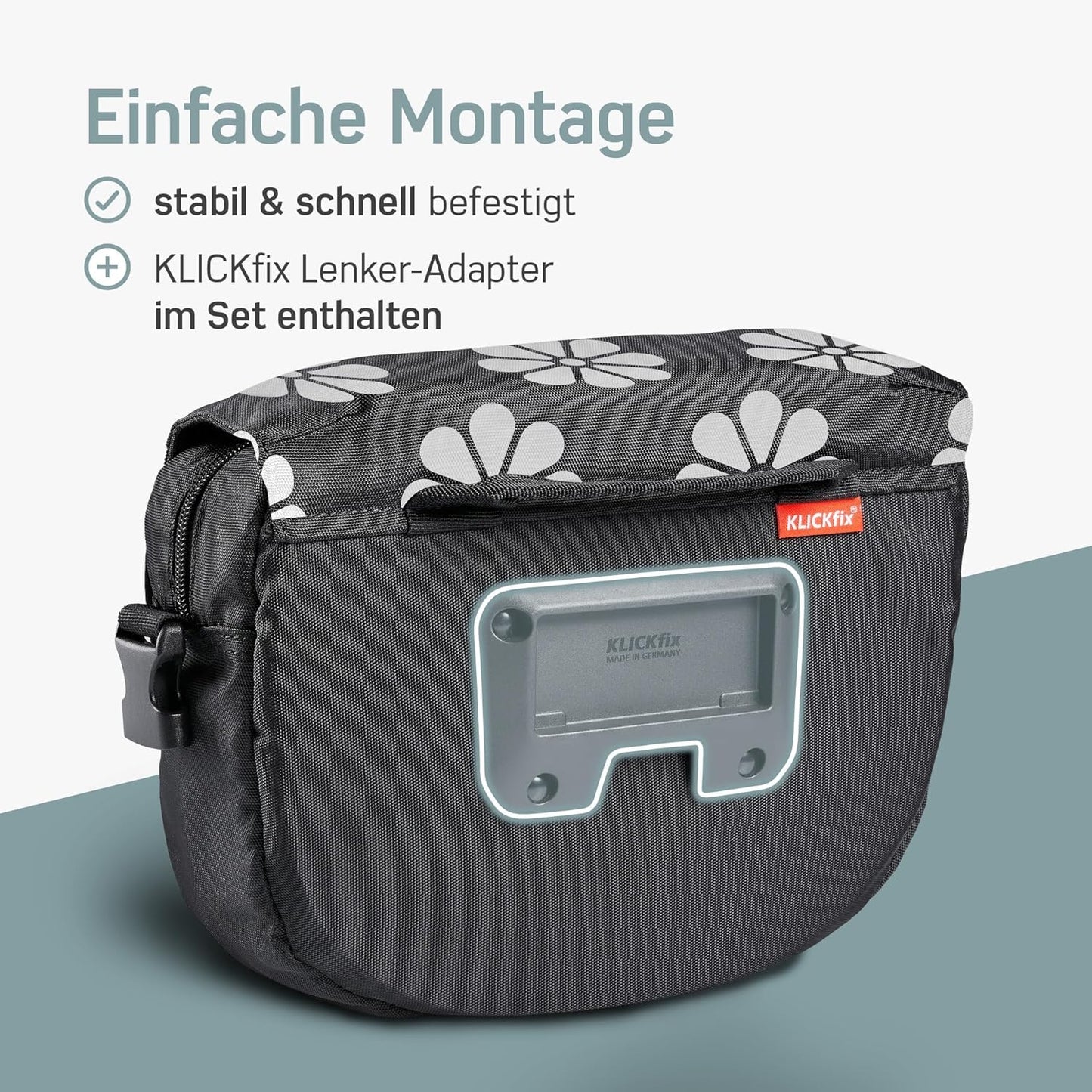 Lenkertasche KLICKfix, Mit Adapter, Blume Reflektor