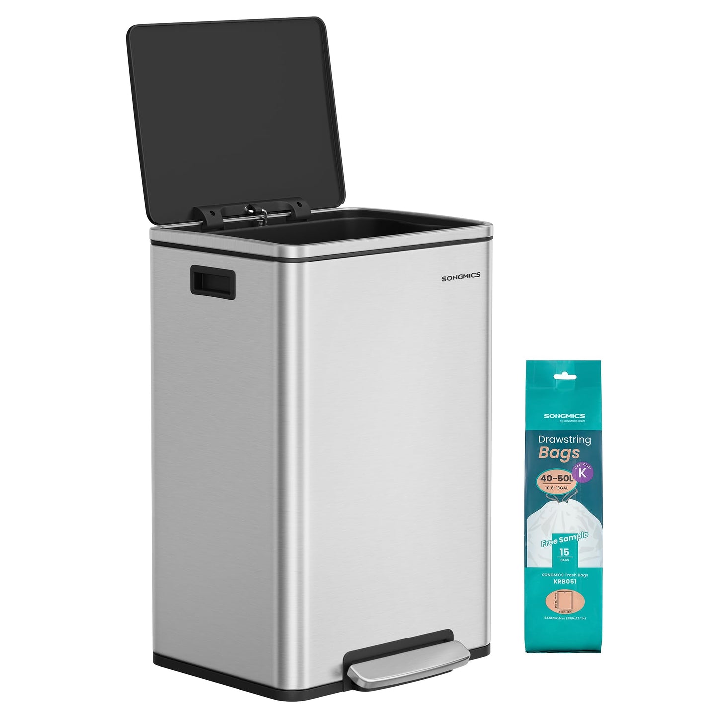 Mülleimer mit Softclose-Funktion, silbern