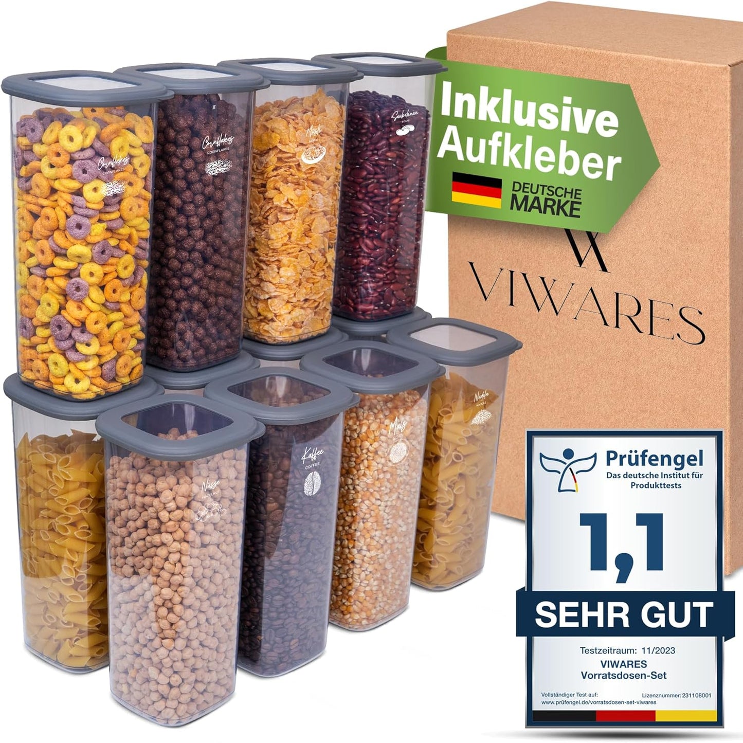 12er-Vorratsdosen-Set, 12er Set Anthrazit 1750 Ml