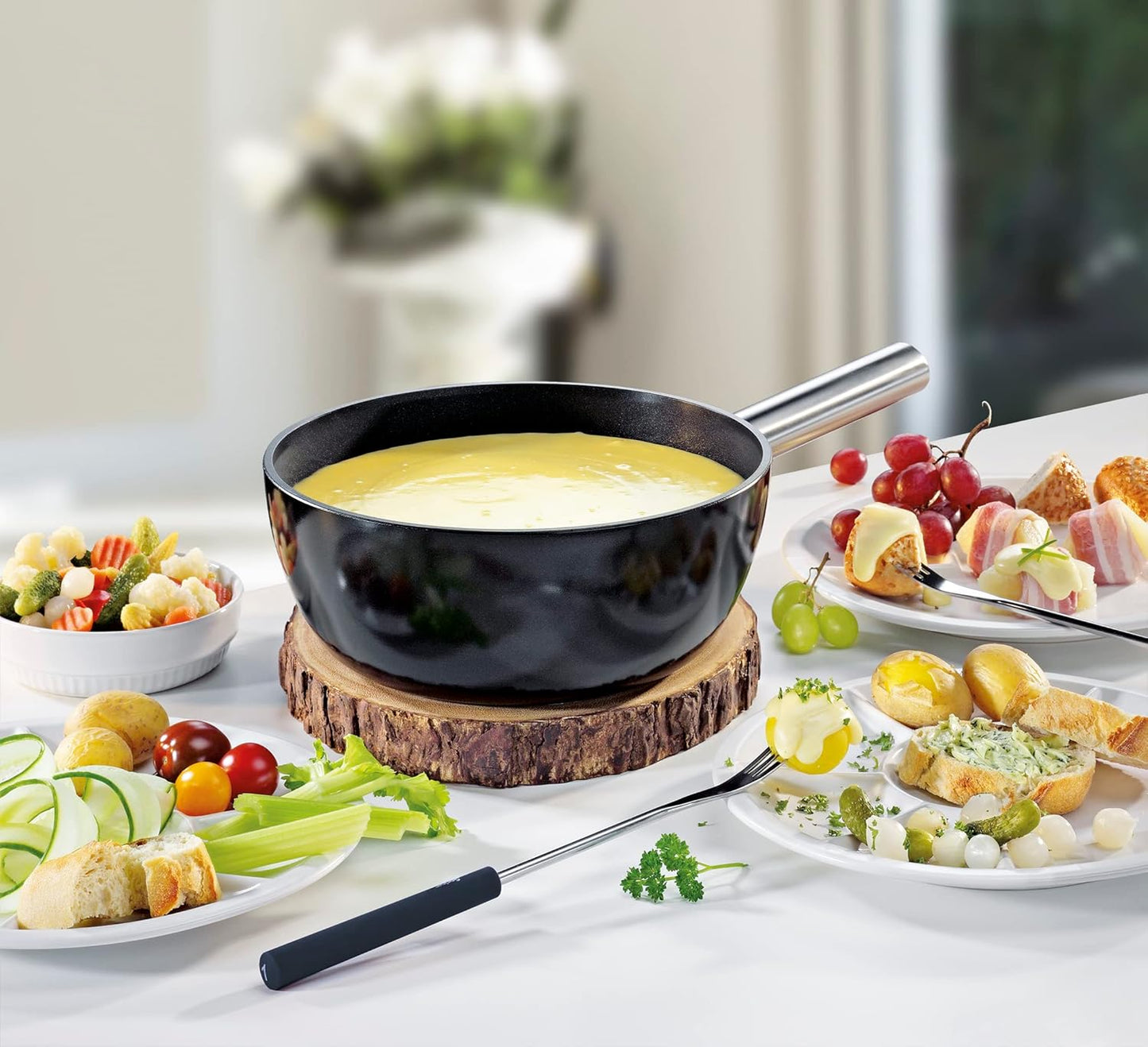 Fondue Set ALU INDUCTION mit Rechaud (2L, 23cm), Schwarz Fondue Set