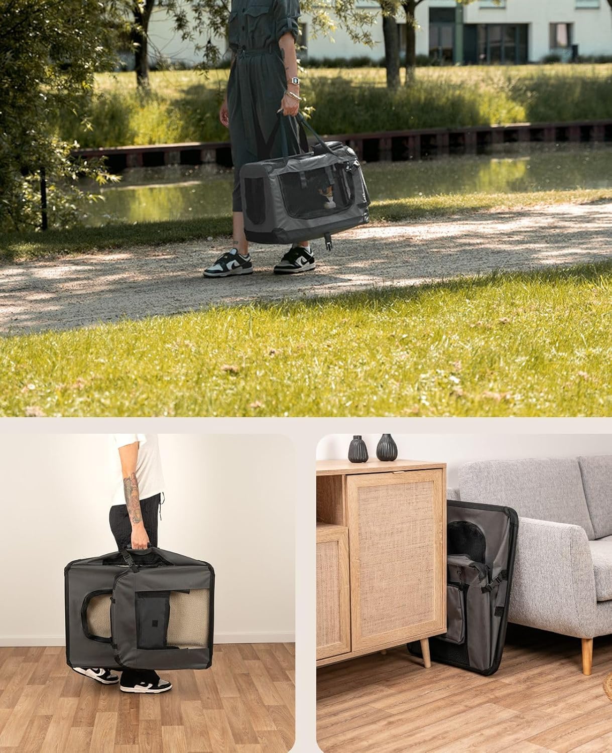 Hundetransportbox, Grau 2 - S: 60x42x44 cm