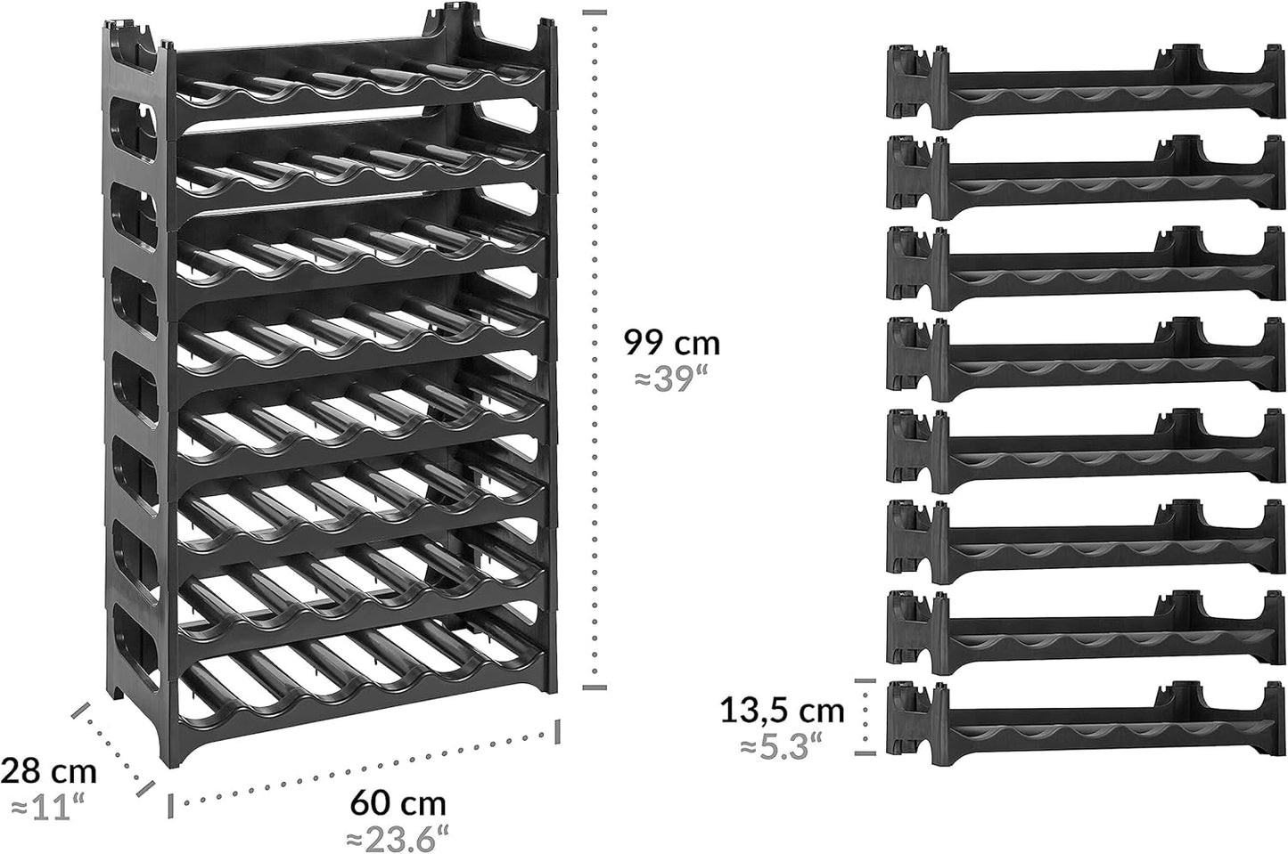 Modulares Flaschenregal für 48 Weinflaschen, 8 Module für 48 Flaschen