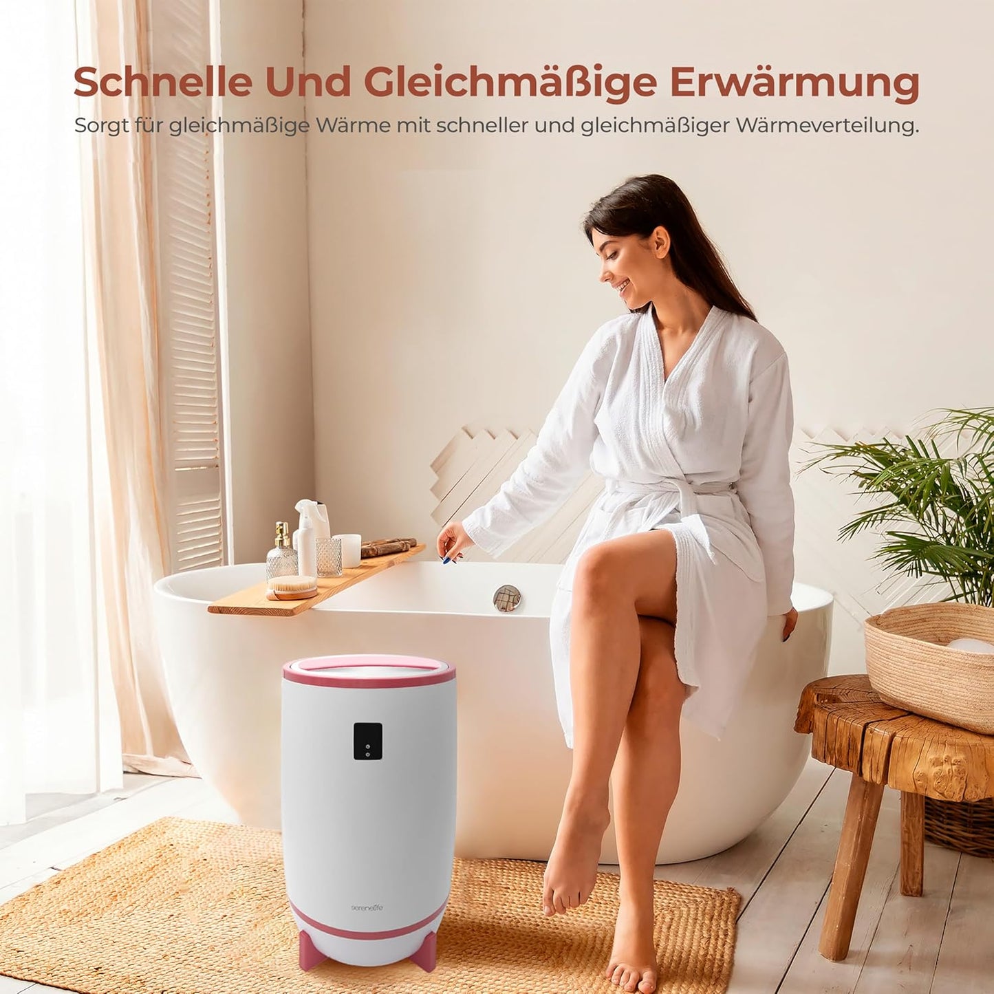 Elektrischer Handtuchwärmer mit Timer & Schutzfunktionen, Rosa