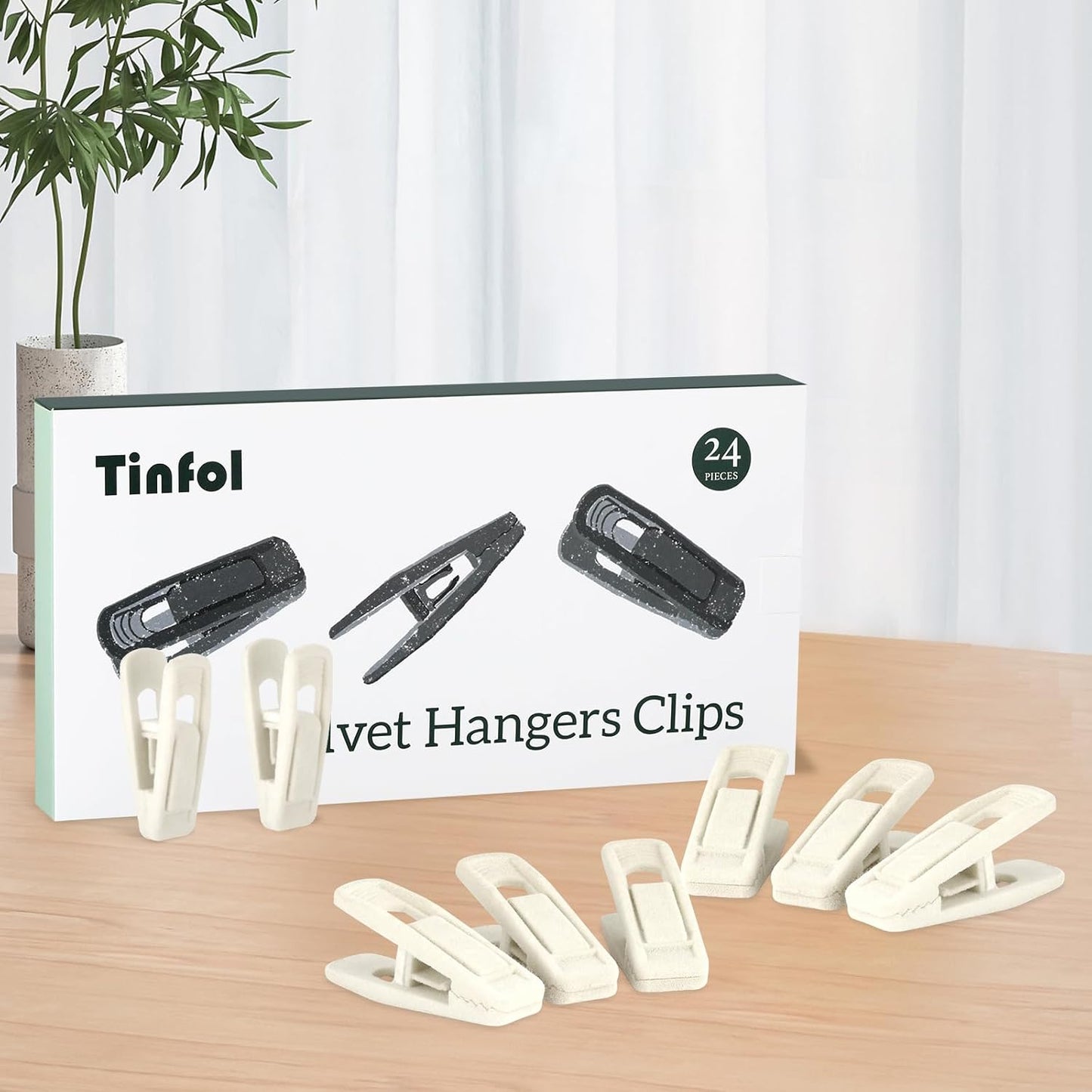 24 x Kleiderbügel-Clips für Hosen und Röcke, 24PC Elfenbein