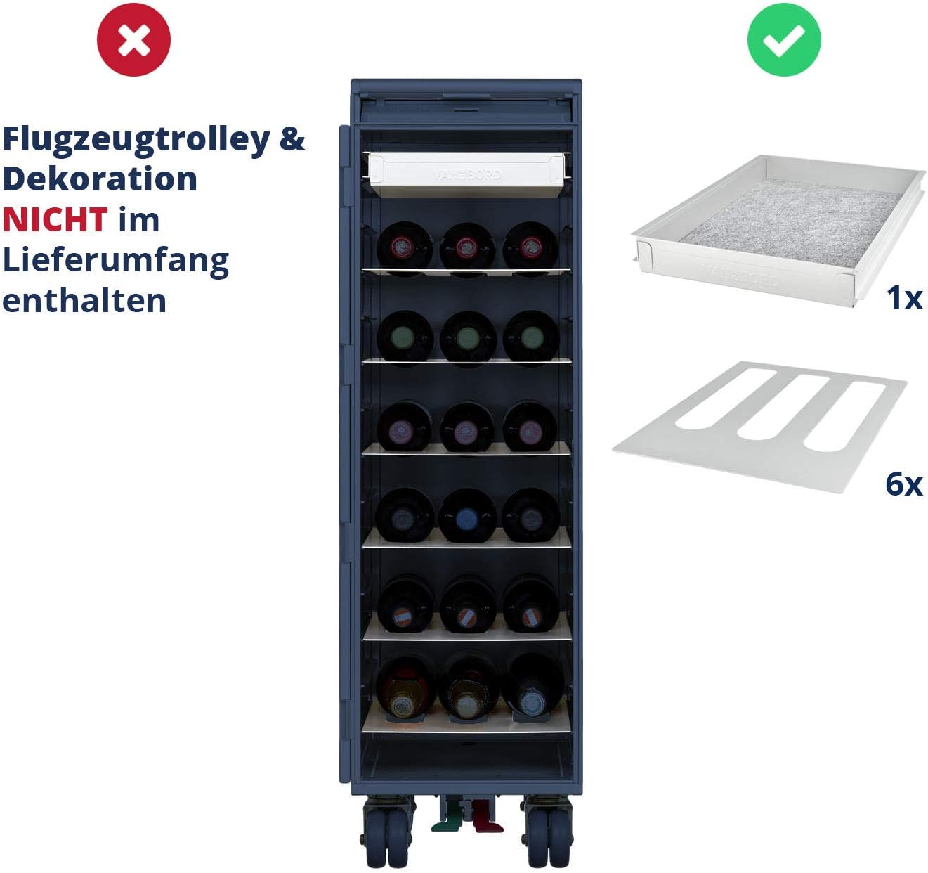 Ausstattungspaket für Airline Trolleys, ohne Gläserhalterung ATLAS
