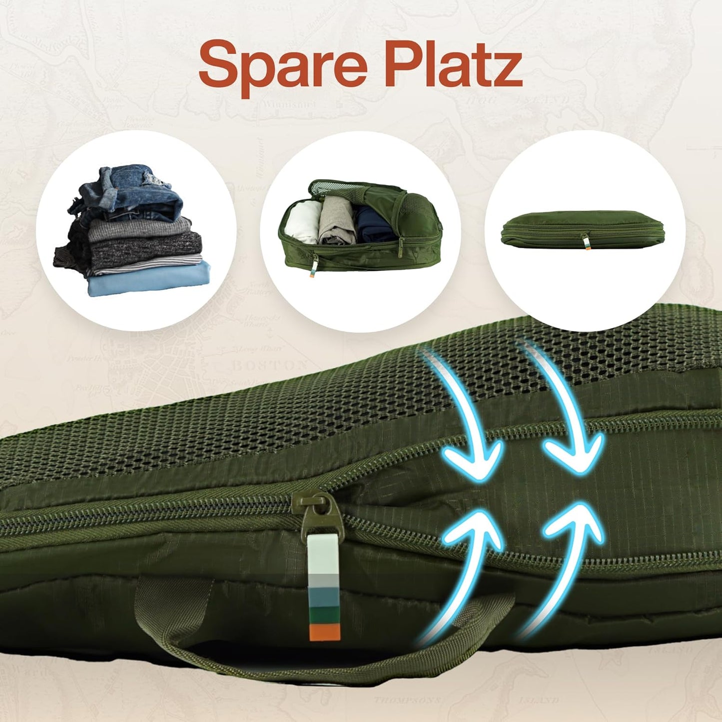 4-teiliges Packwürfel-Set, 4-teiliges Set Wald Grün