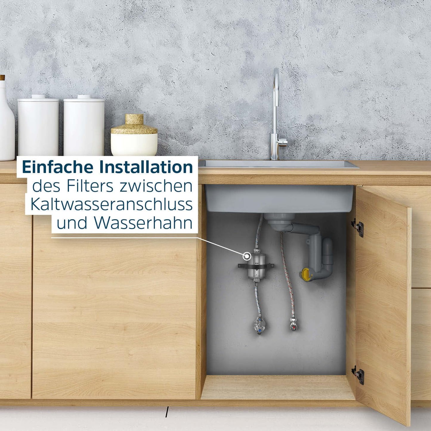 Active Wasserfilter mit Kartusche, Edelstahl Natur
