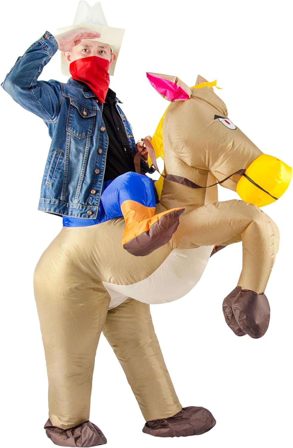 Aufblasbares Cowboy-Reiterkostüm für Erwachsene, Braun