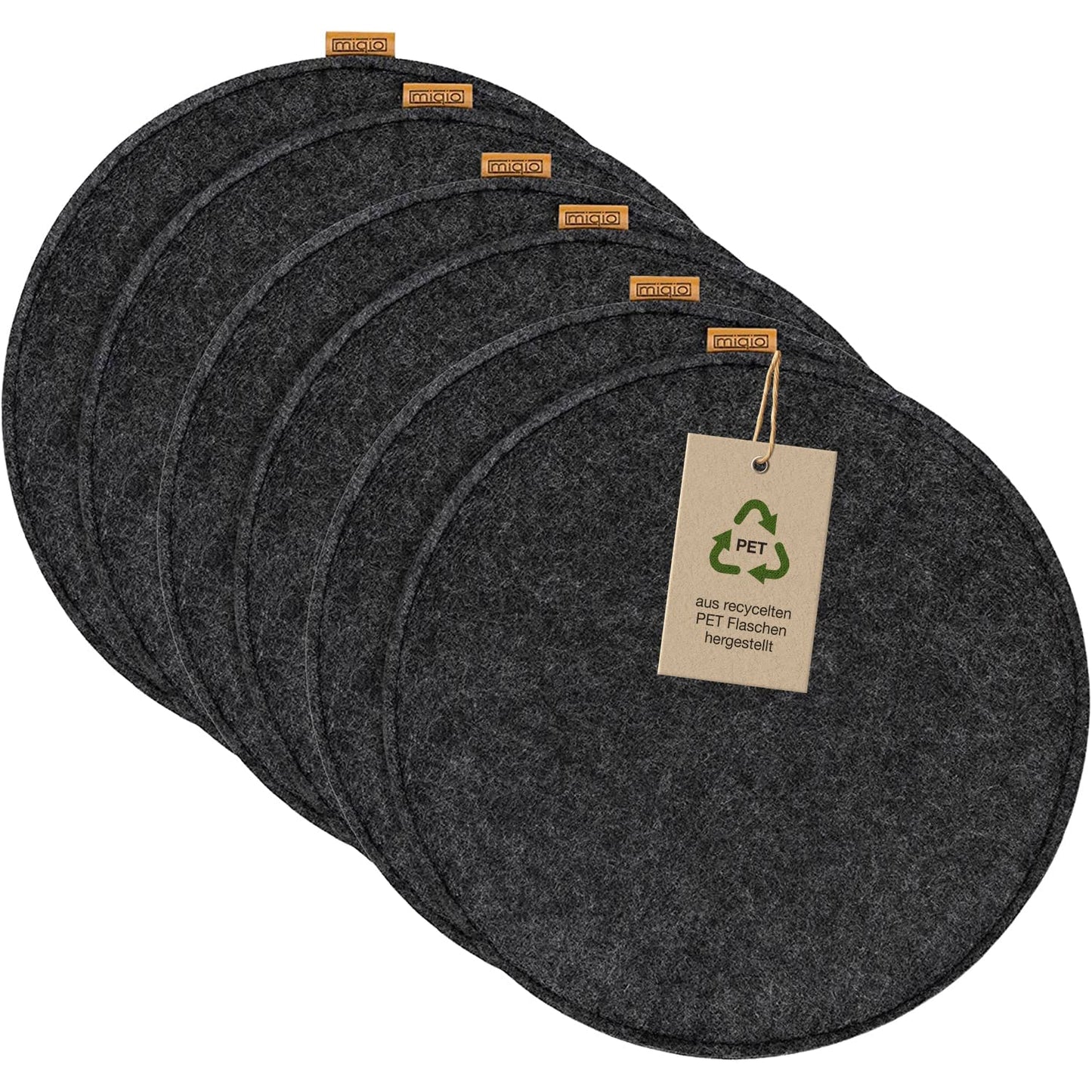 Filz Sitzkissen mit Antirutsch (6er-Set), 35 cm, 6er-Set Dunkelgrau Anthrazit