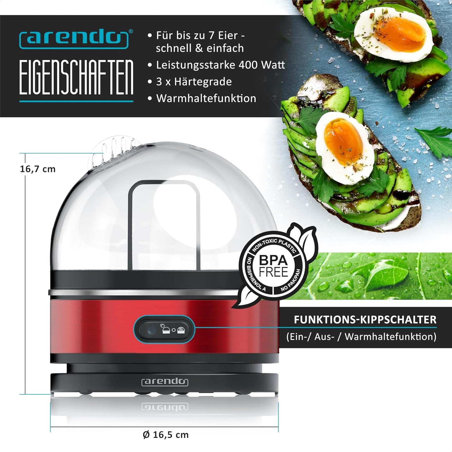 Eierkocher Sevencook mit Warmhaltefunktion