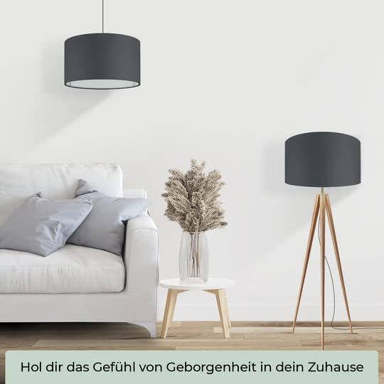 Premium Lampenschirm für E14/E27 Fassungen (Baumwolle), Schwarz Ø30cm | Höhe 20cm