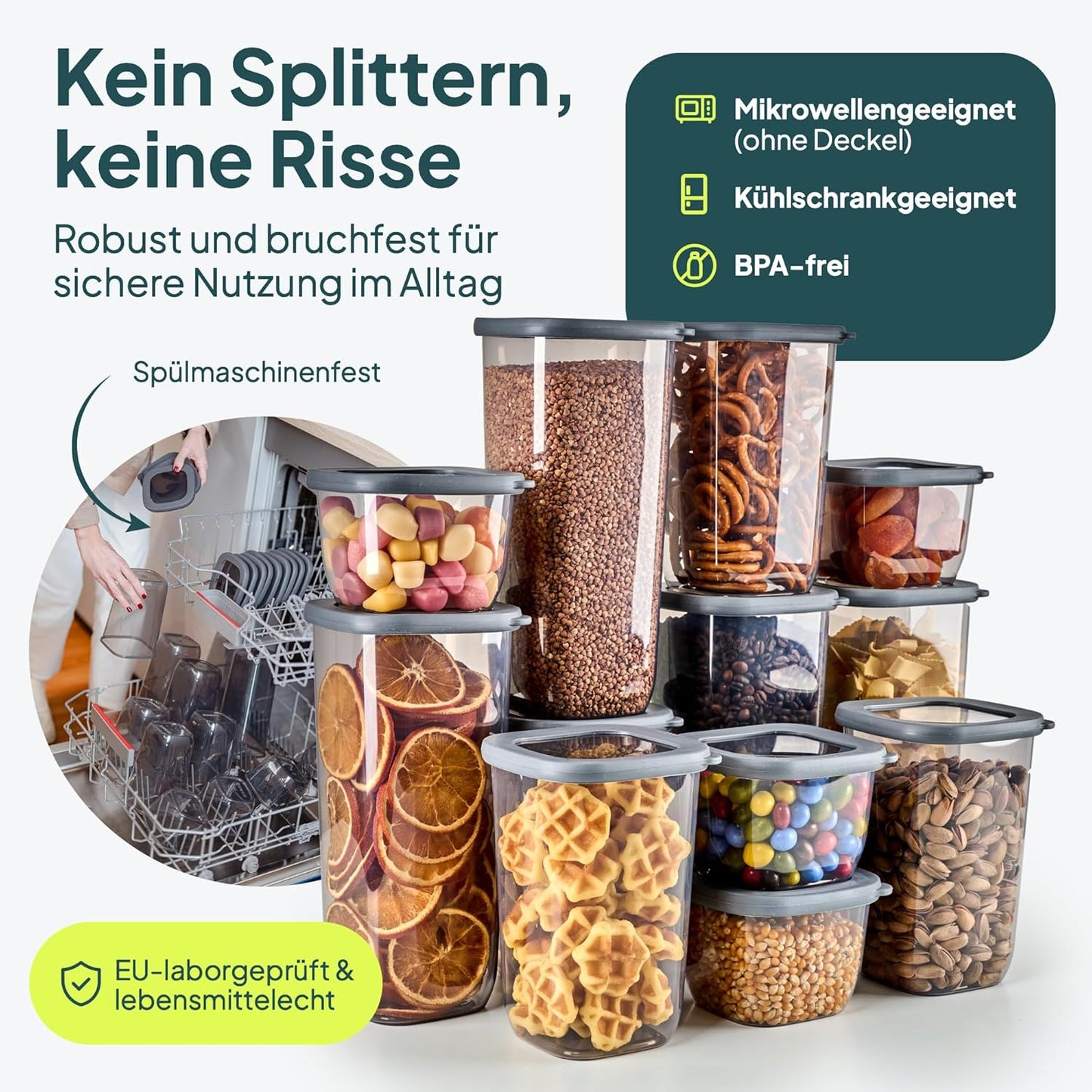 Vorratsbehälter-Set, 12x1750ml-grau