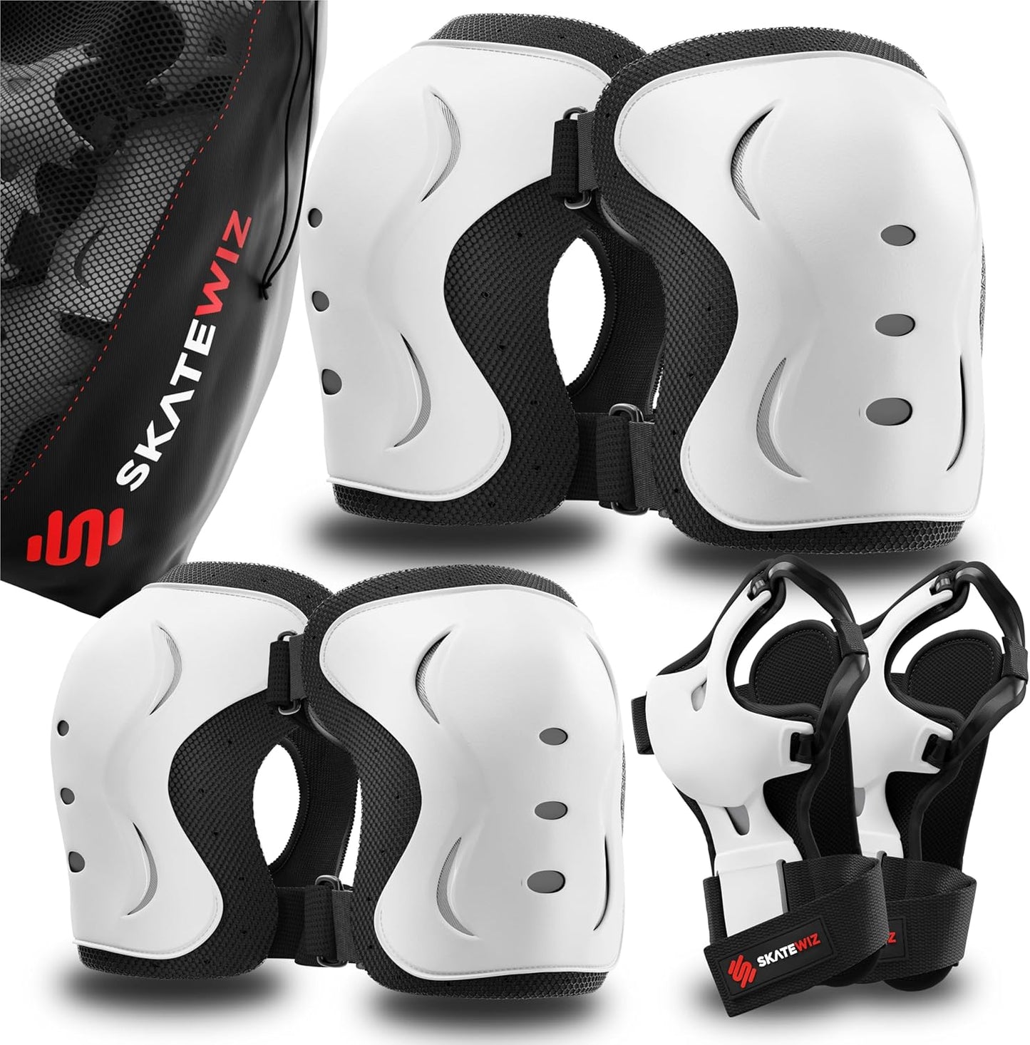 Skate Protektoren Set für Kinder (6-teilig), XS - Kinder Weiss
